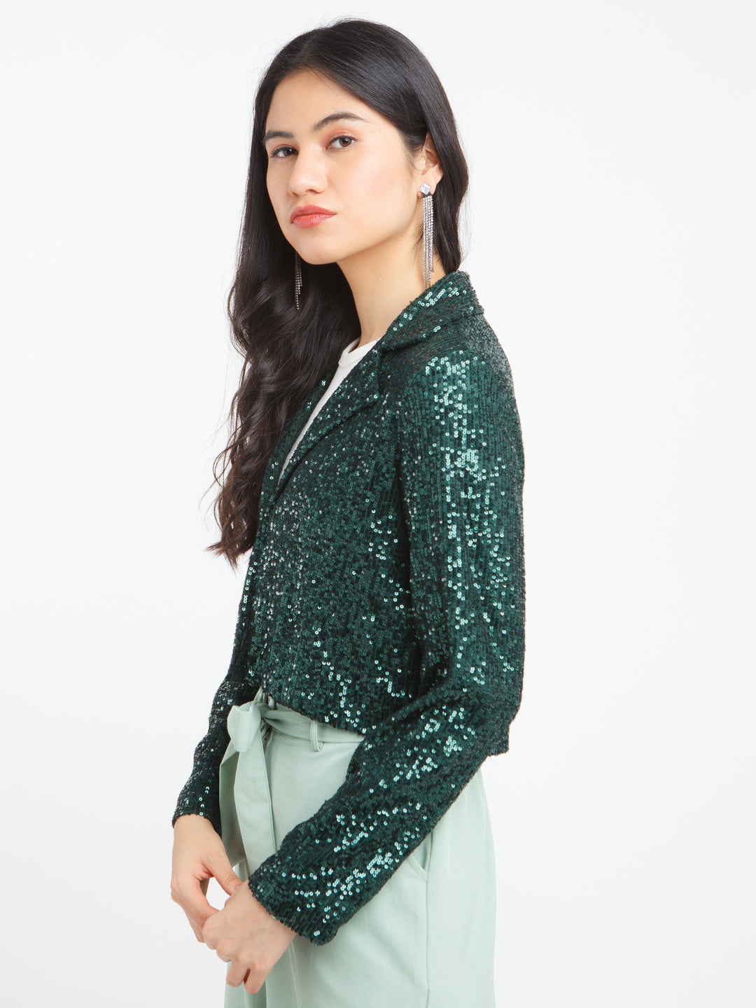 Green Solid Blazer