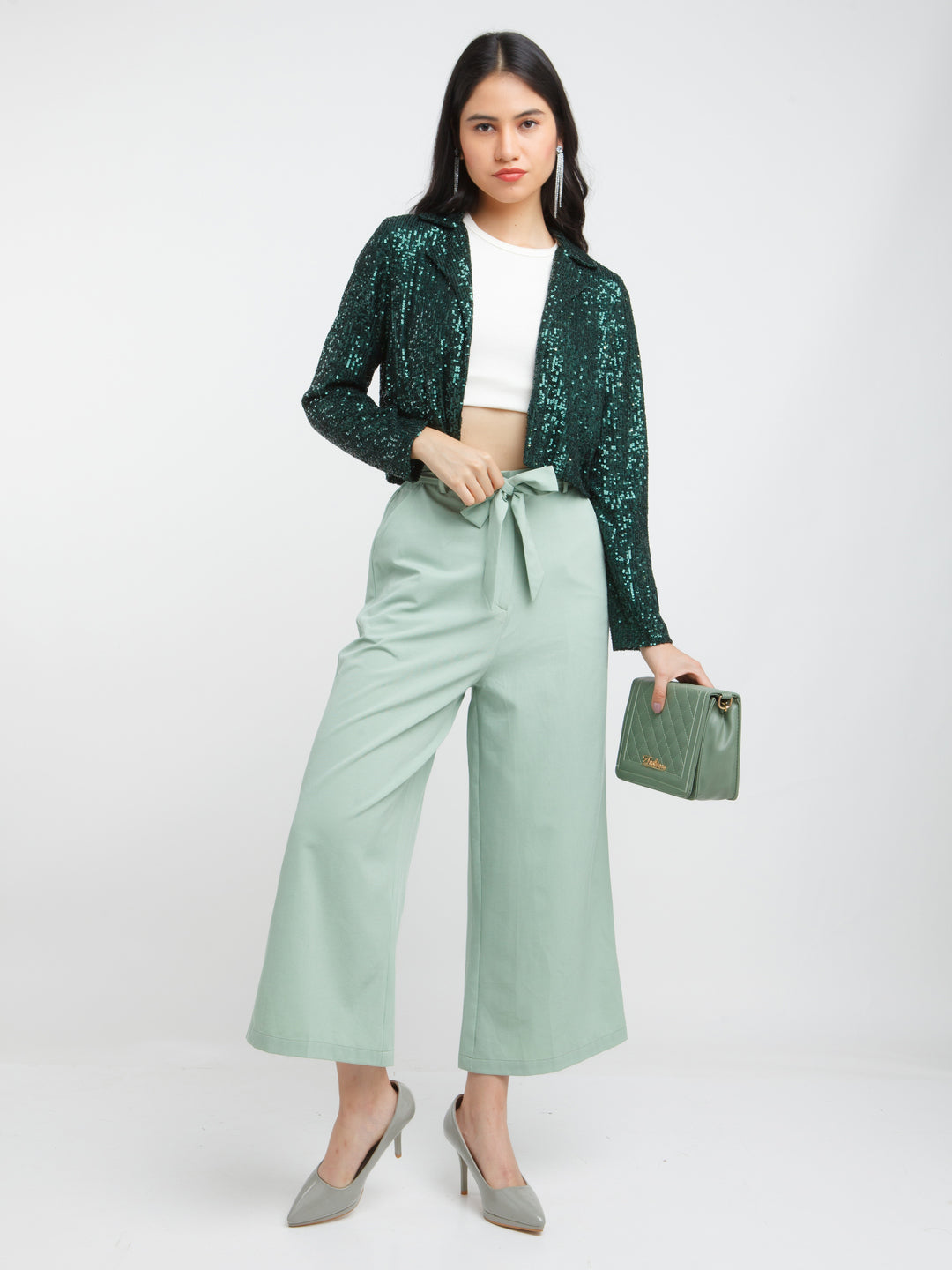 Green Solid Blazer