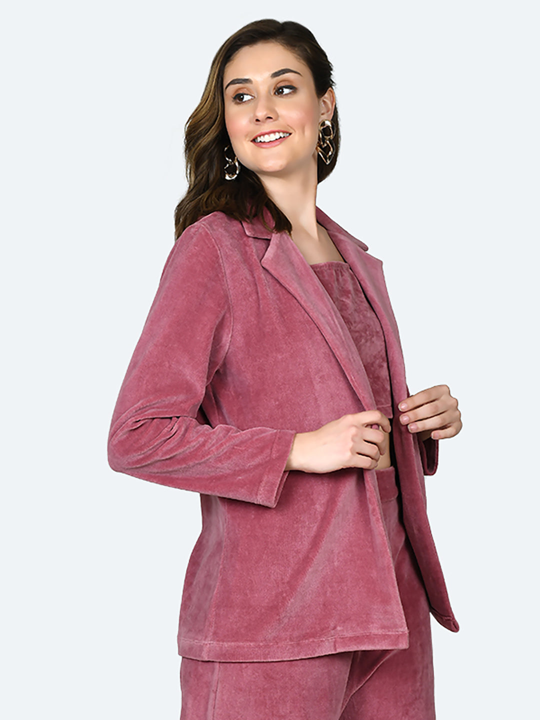 Pink Solid Fitted Jacket