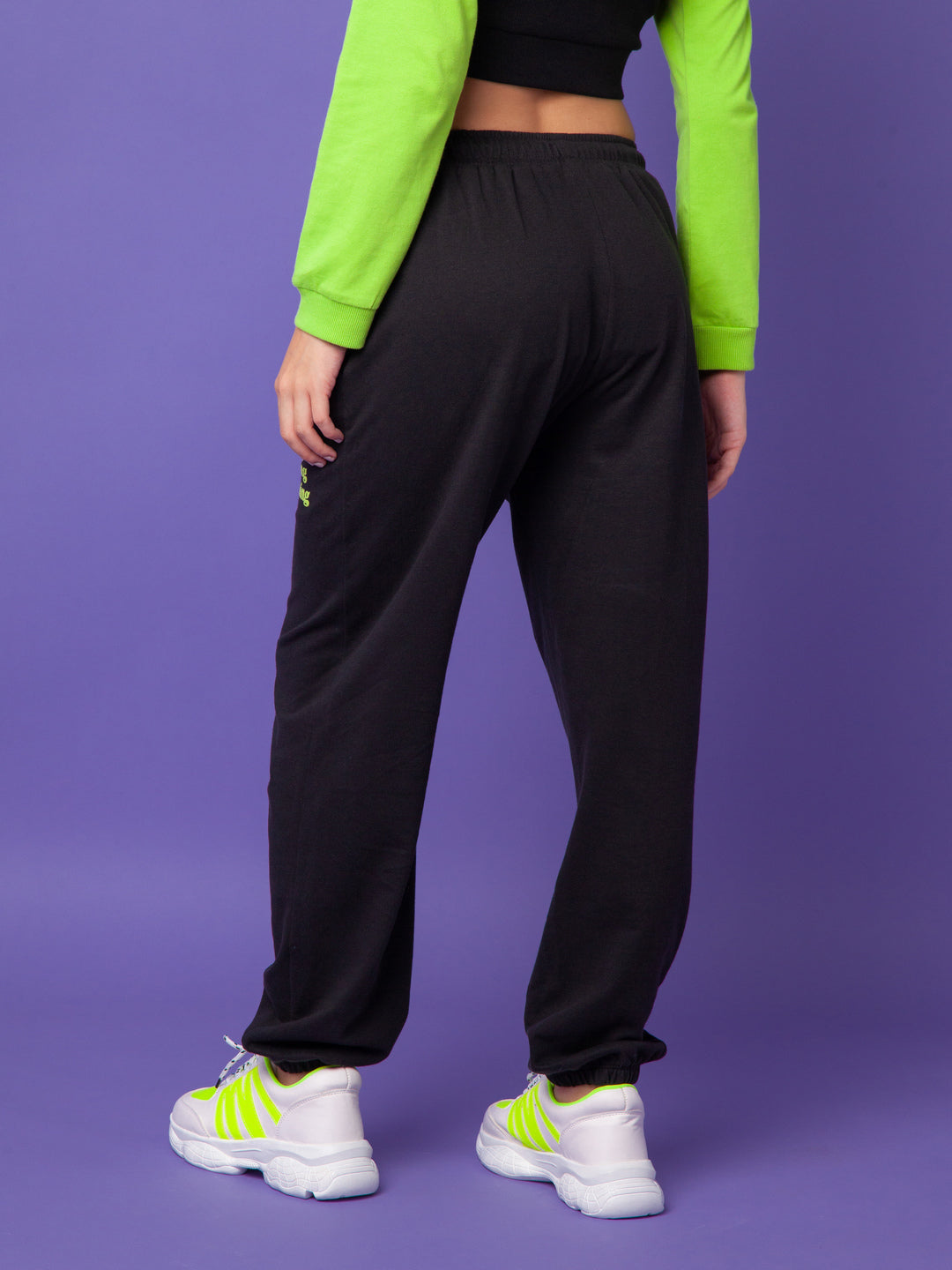 Green Printed Elasticated Joggers For Women