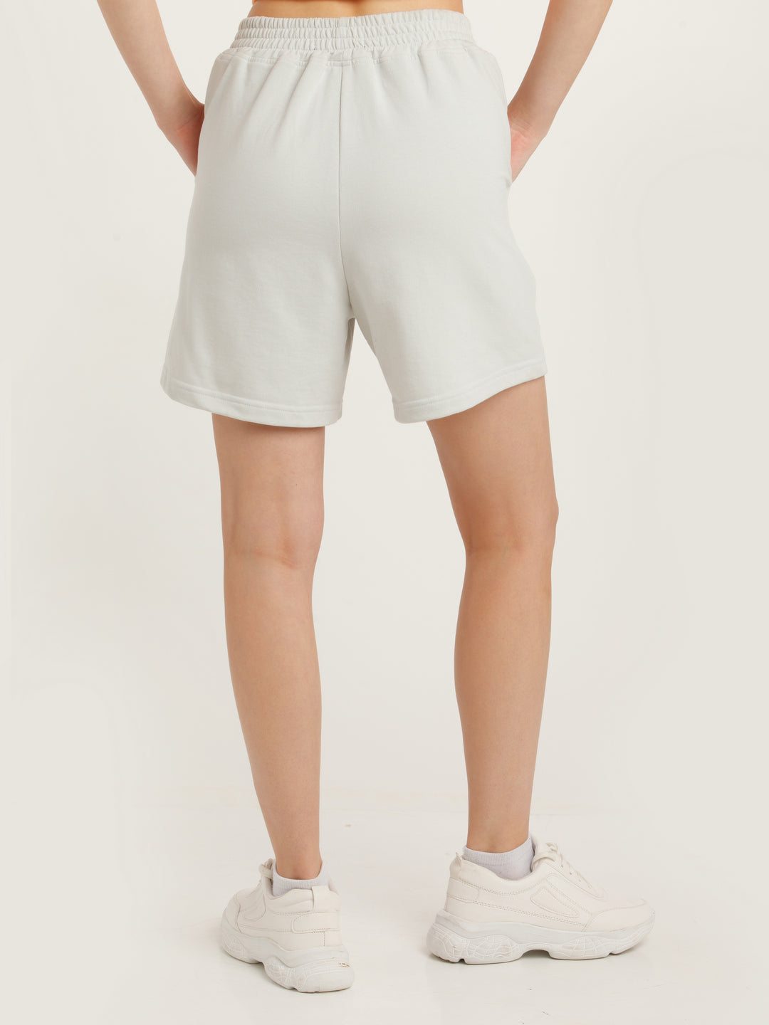 Grey Solid Elasticated Shorts