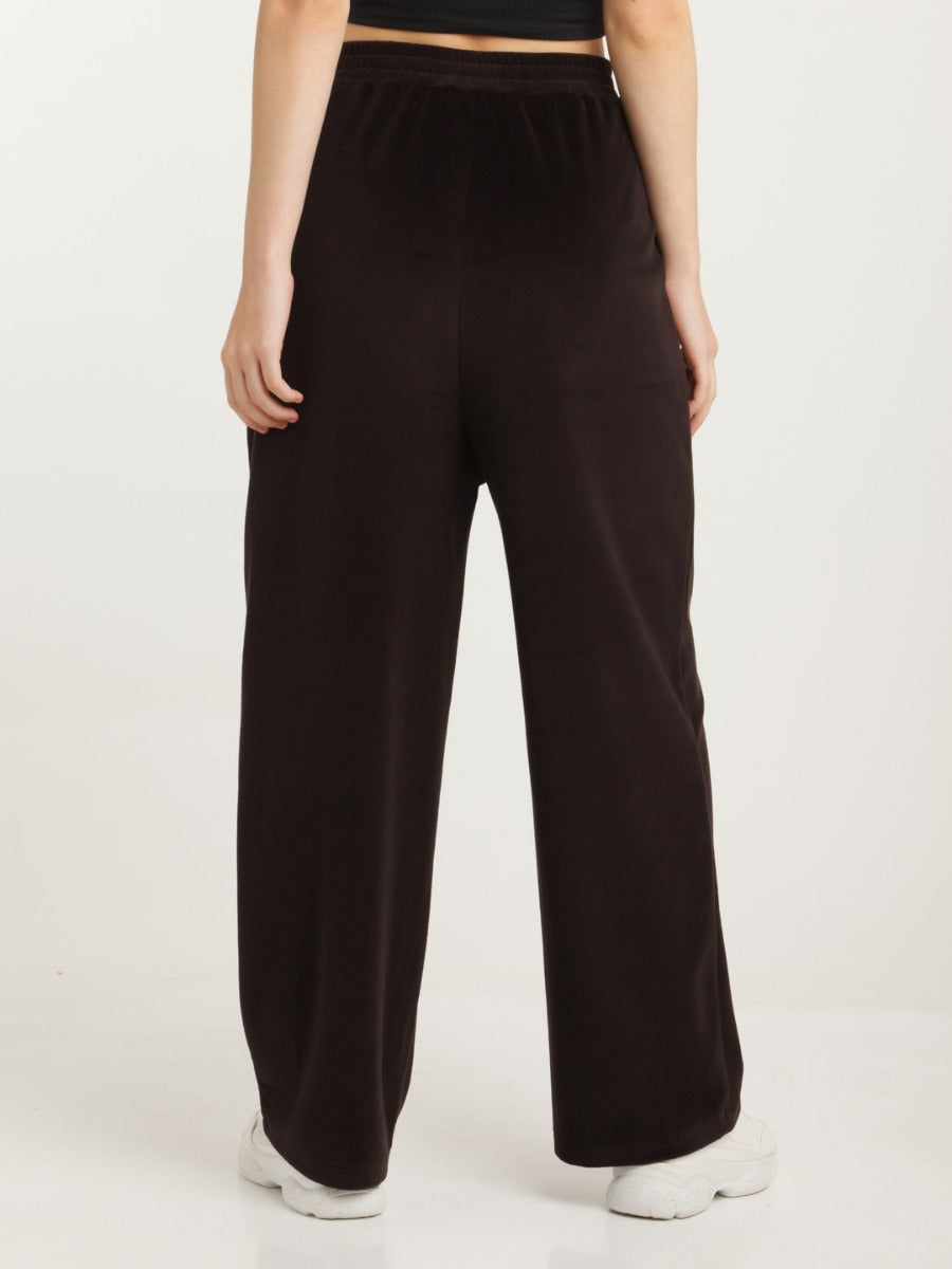 Black Solid Elasticated Trouser For Women