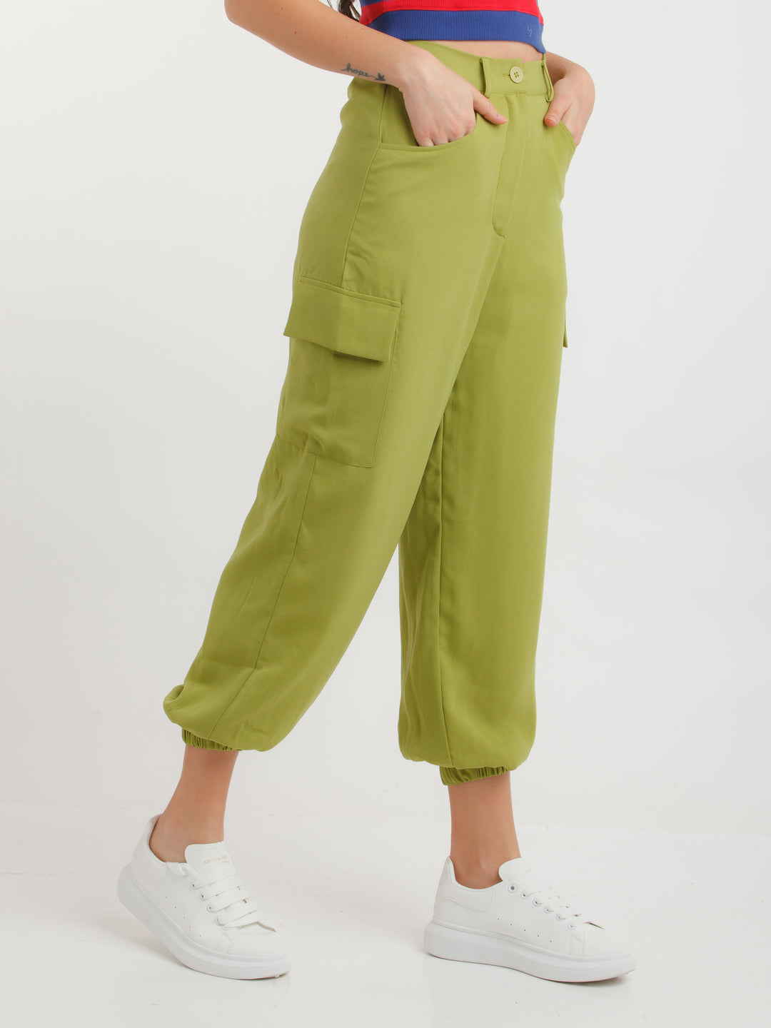 Green Solid Joggers For Women
