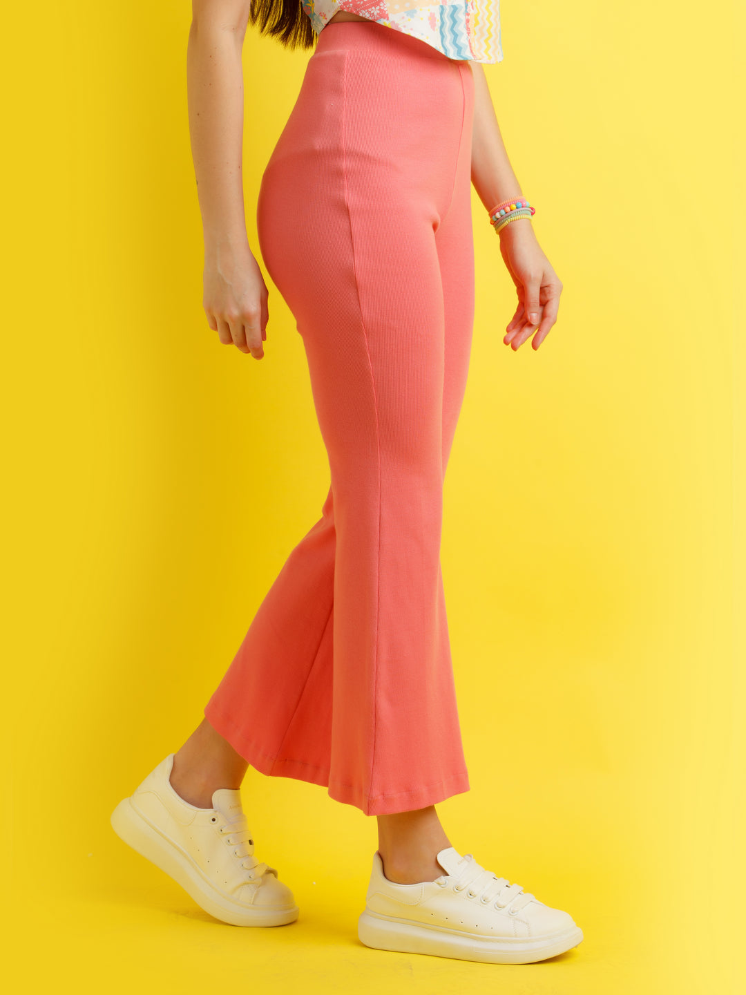 Pink Solid Pants For Women