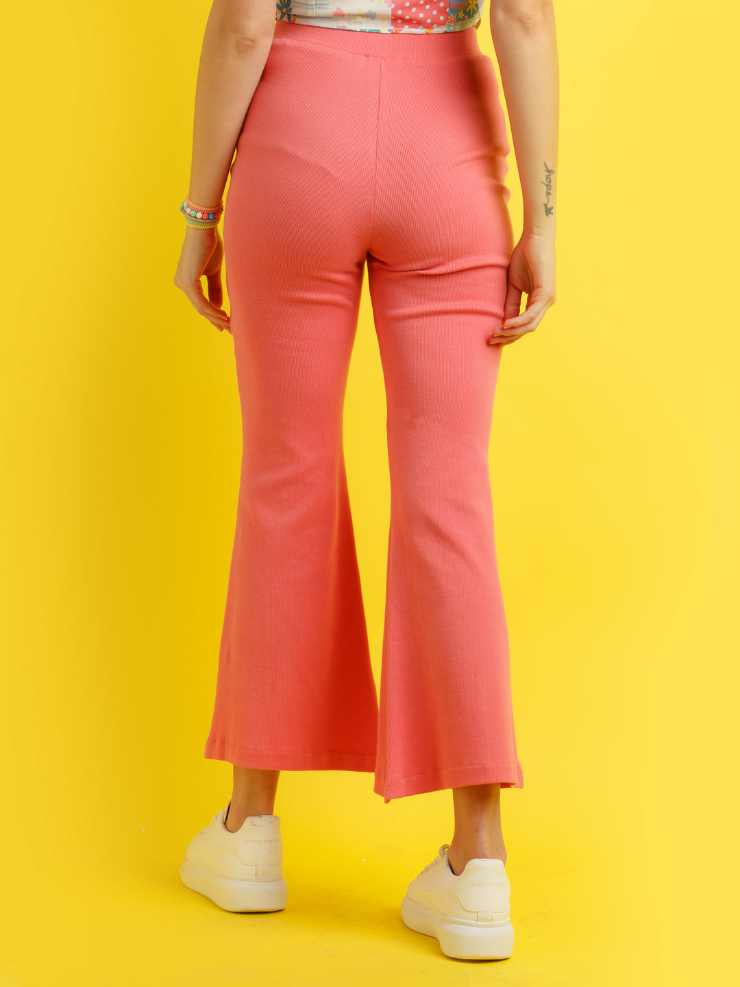 Pink Solid Pants For Women