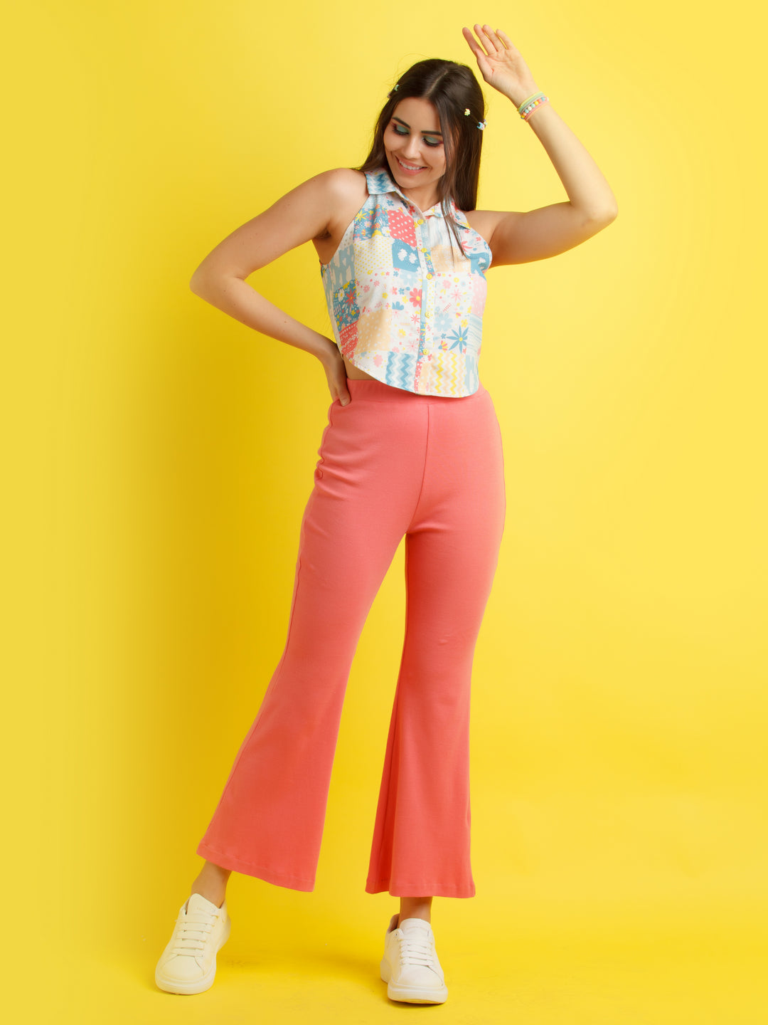Pink Solid Pants For Women – Zink London