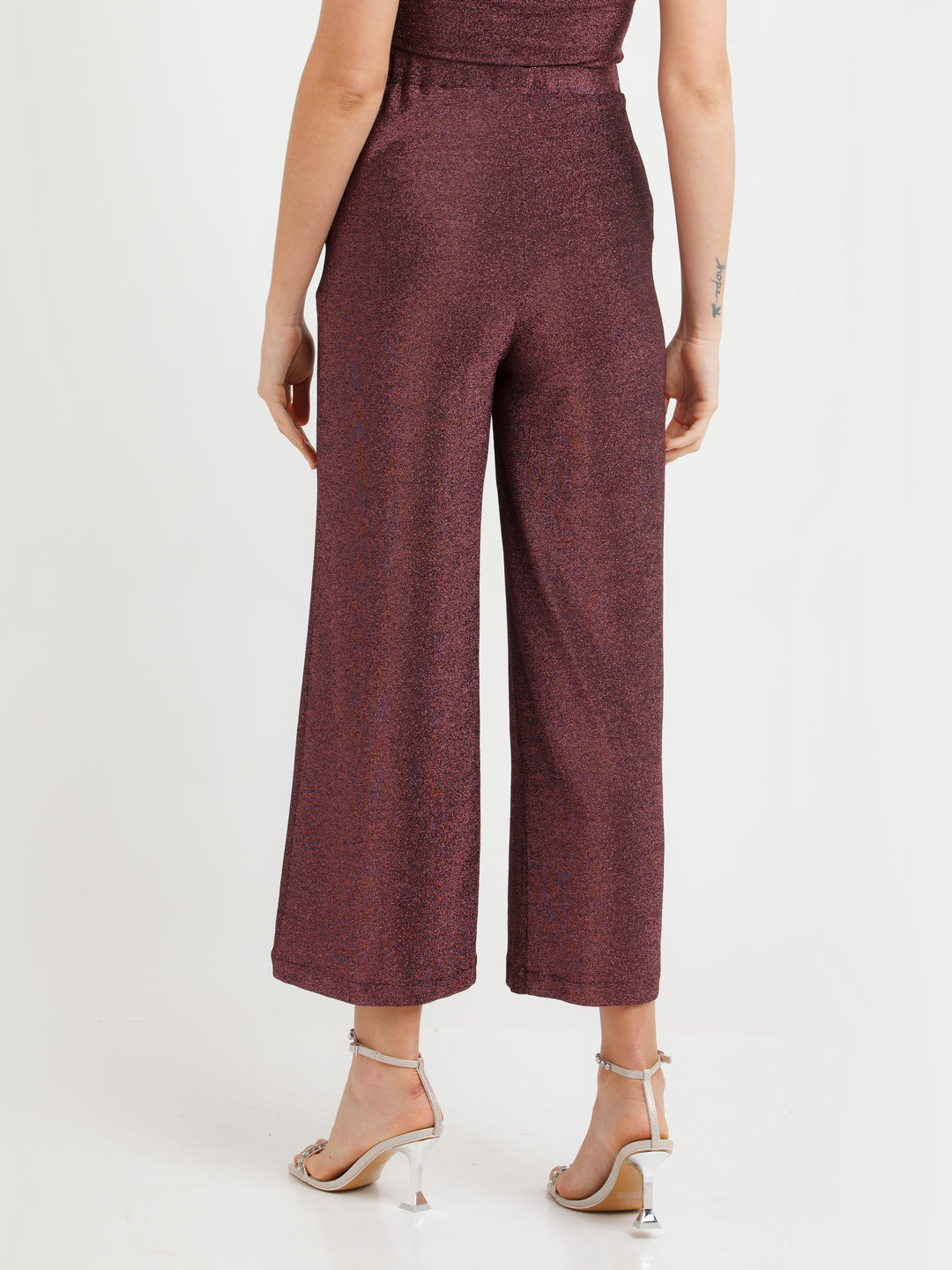 Wine Shimmer Elasticated Trousers