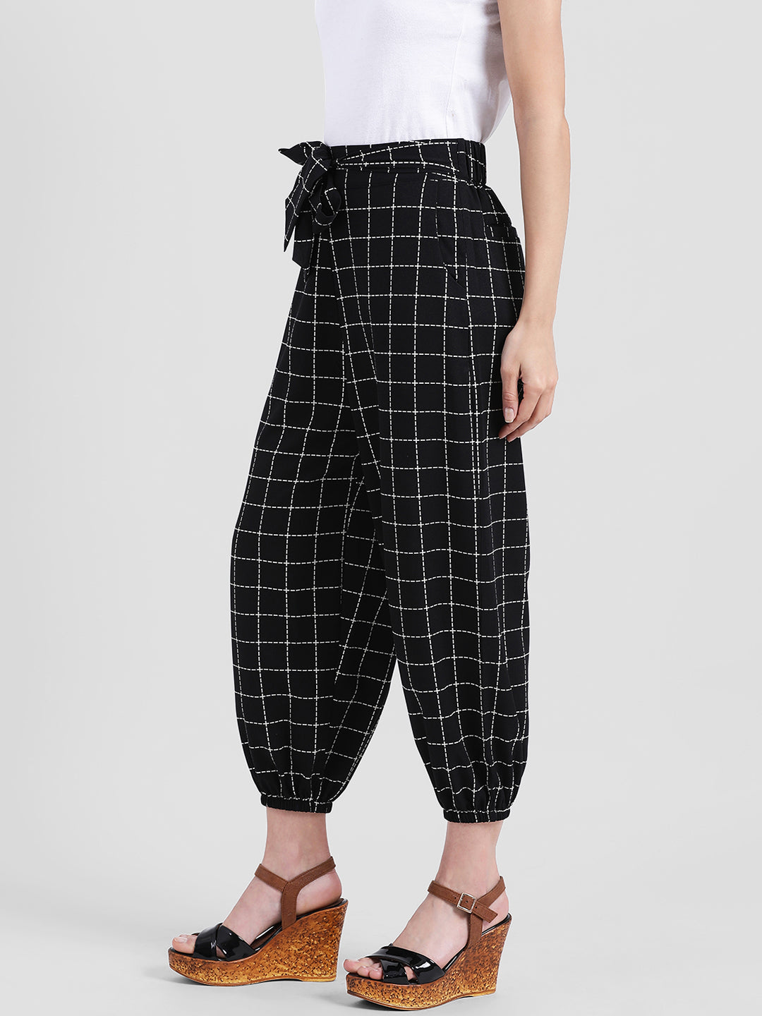 Black Checked Regular Trousers