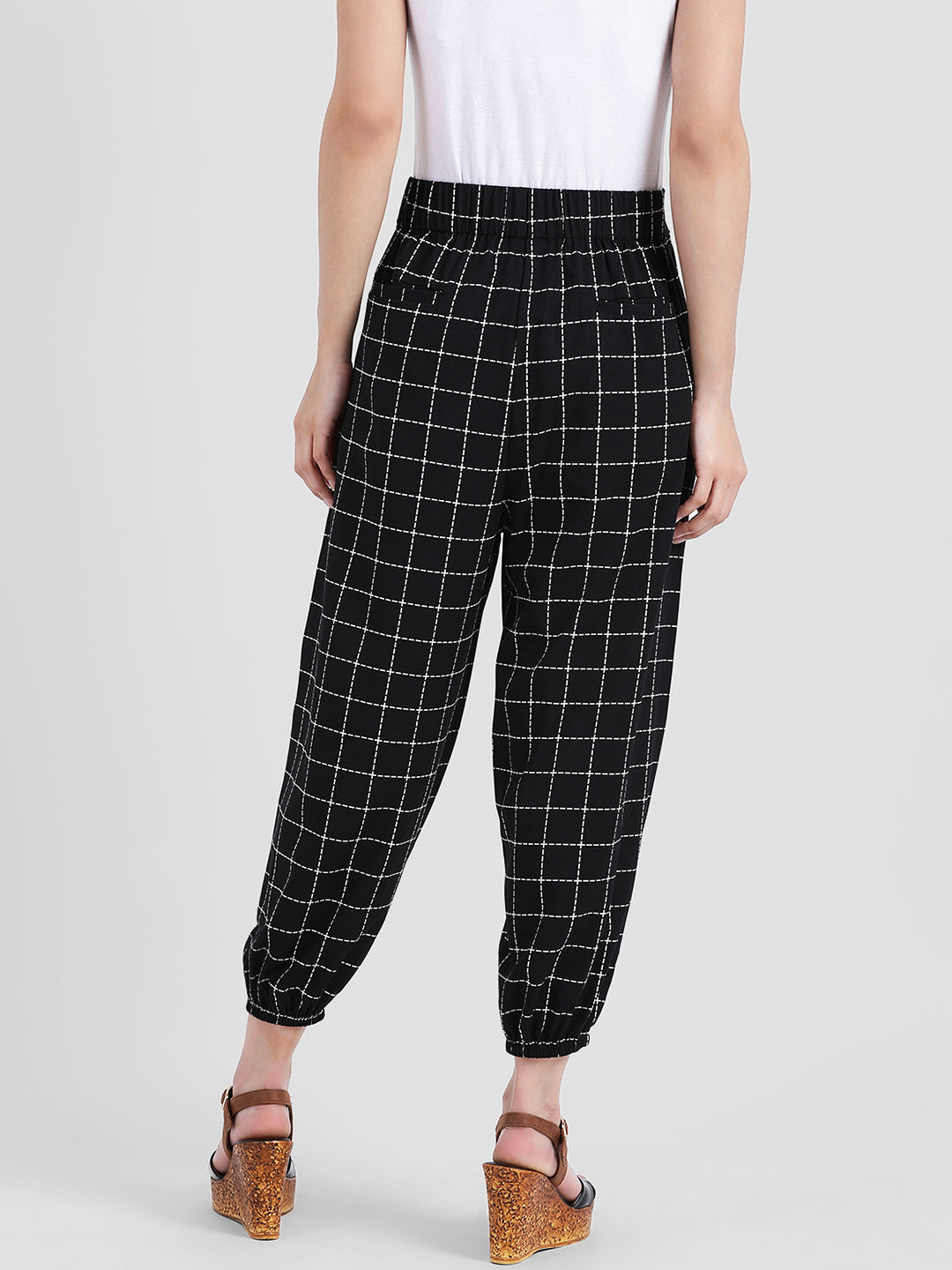 Black Checked Regular Trousers