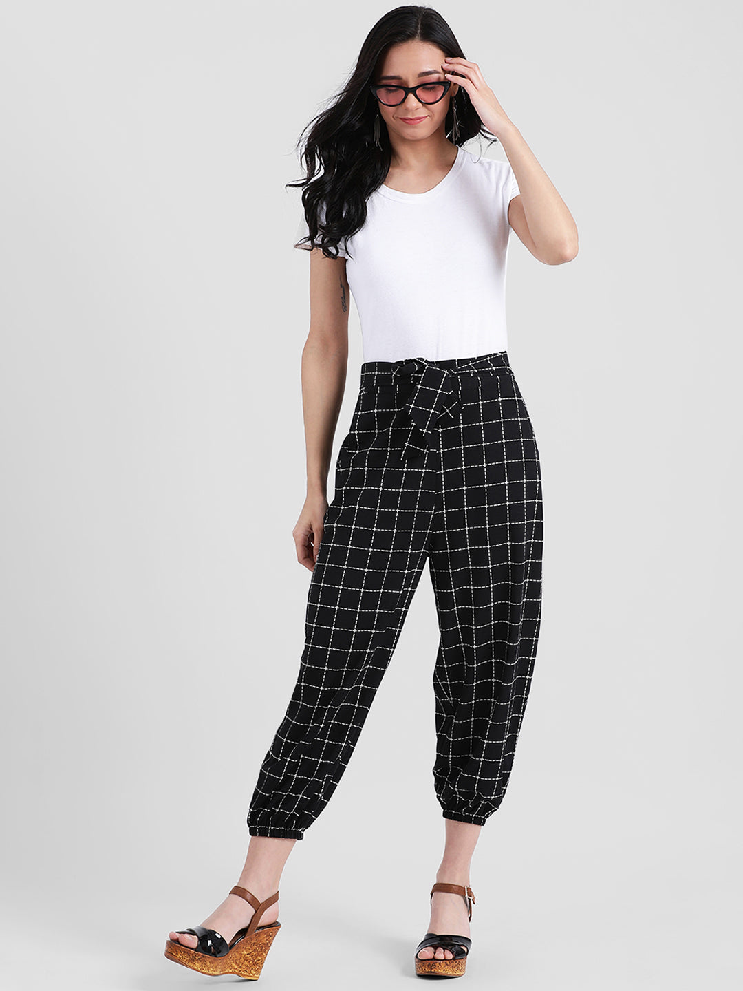 Black Checked Regular Trousers