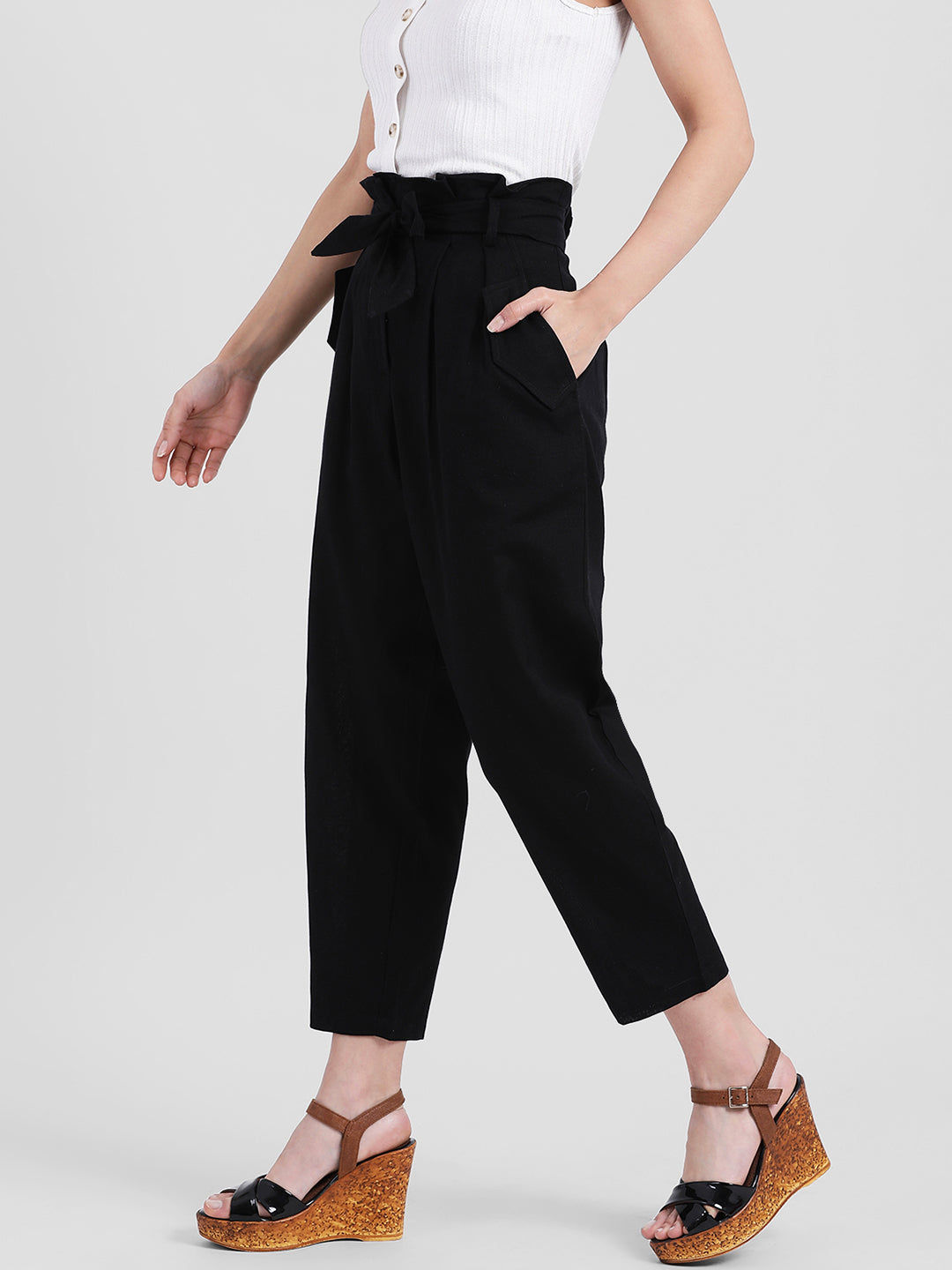 Black Solid Culottes