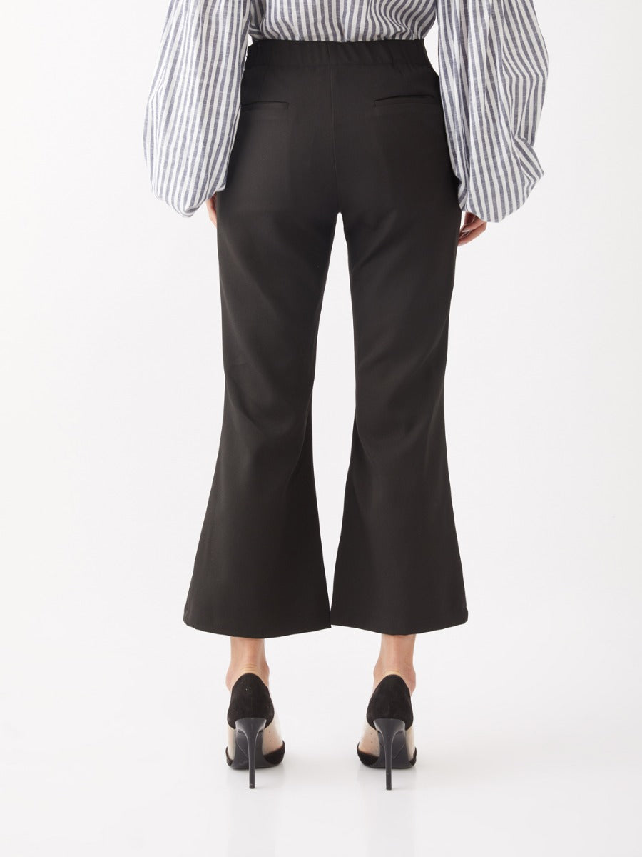 Black Solid Wide Leg Trouser For Women