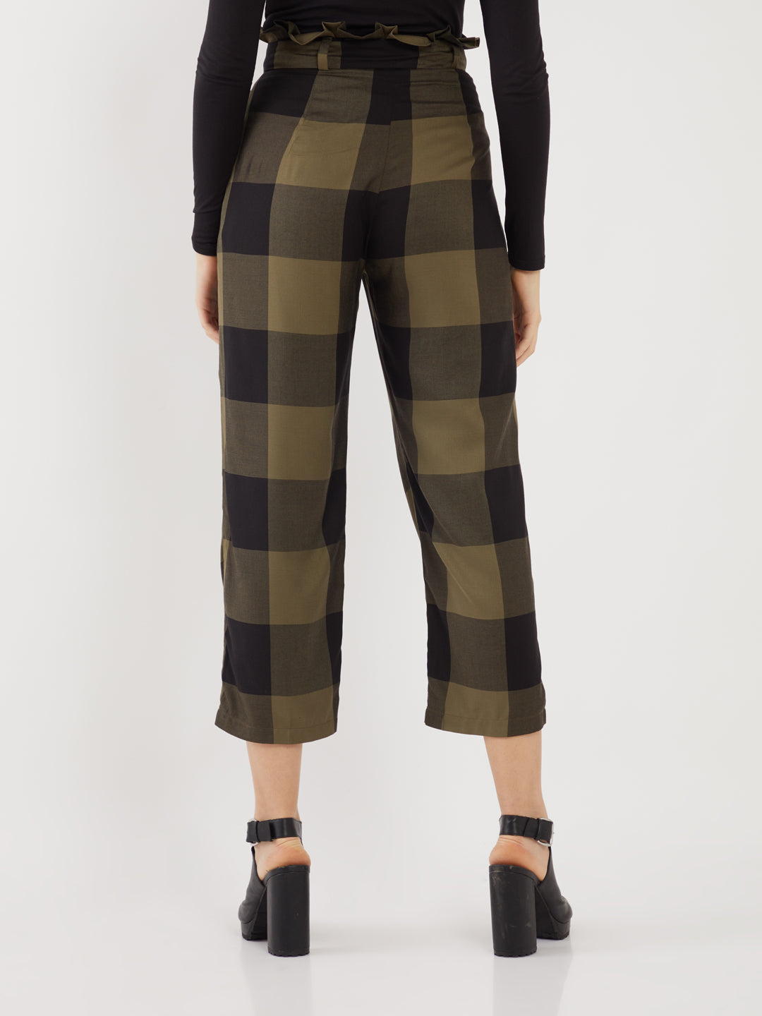 Green Checked Pleated Trouser