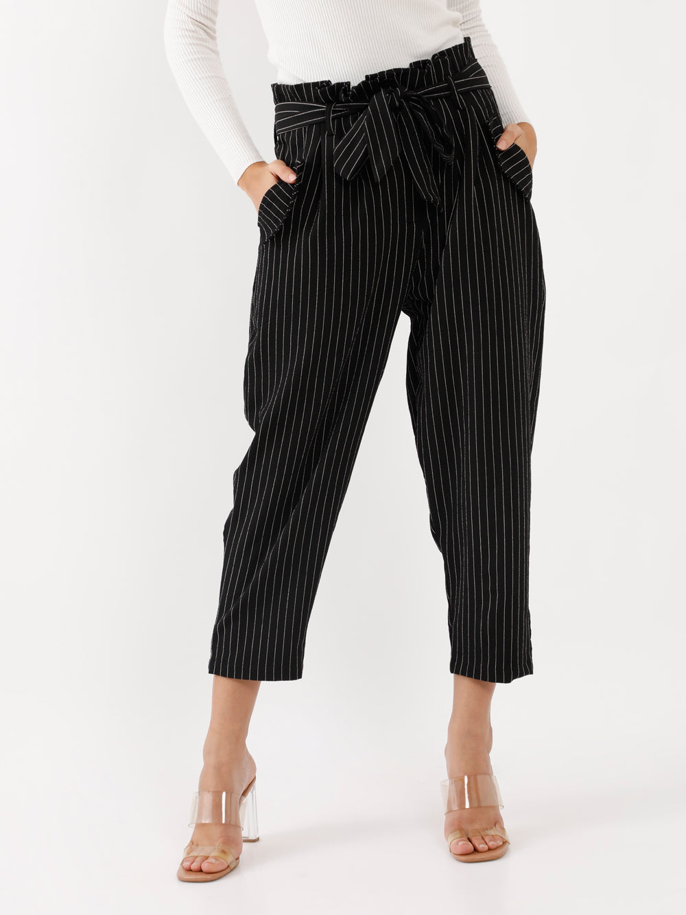 Black Printed Pleated Trouser