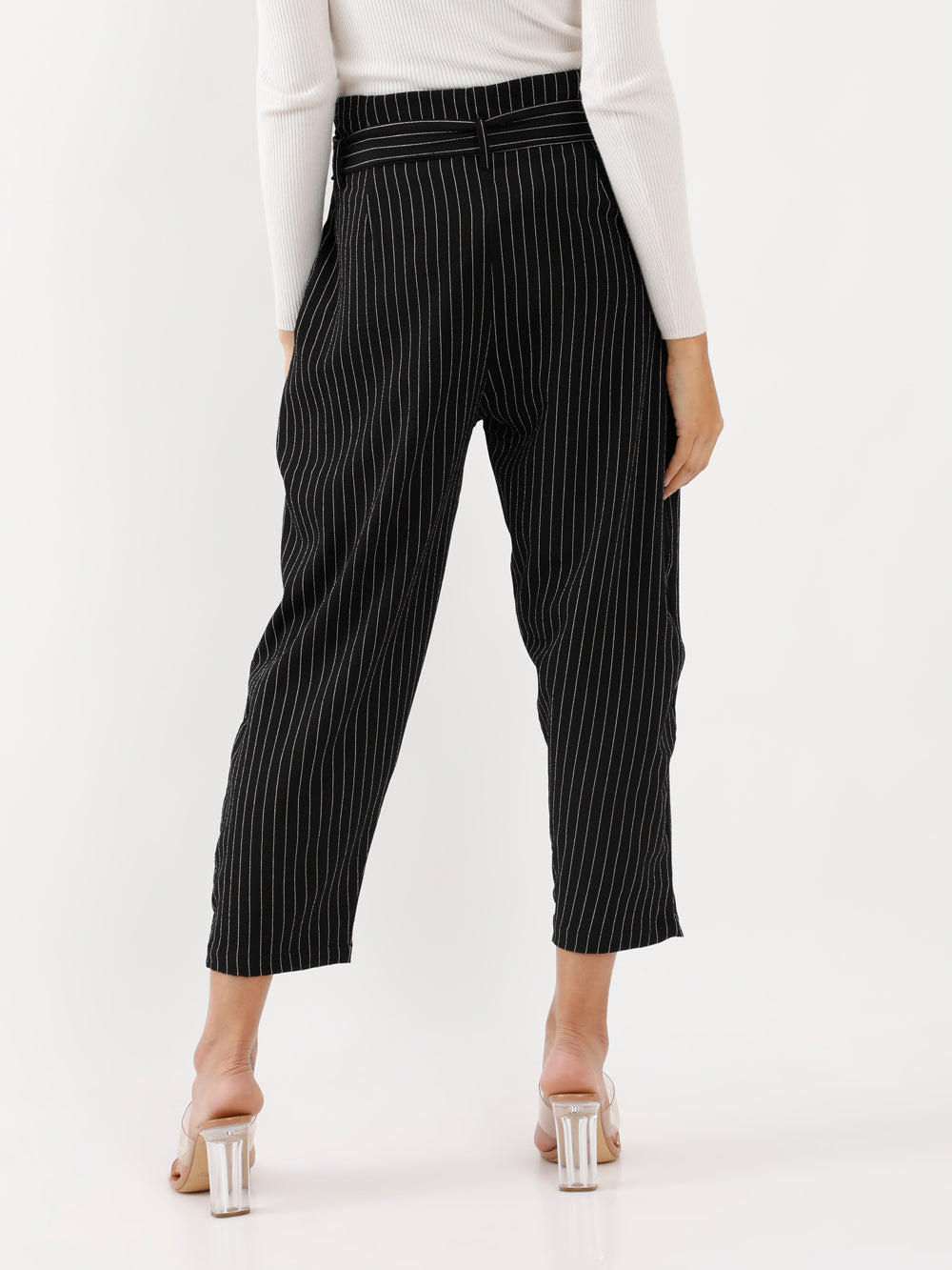 Black Printed Pleated Trouser For Women