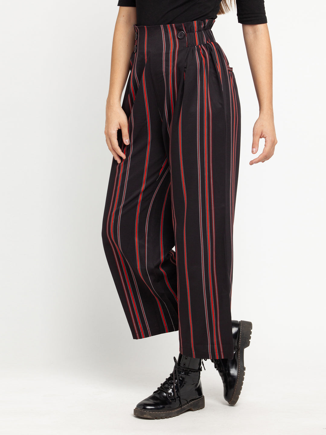 Black Striped Elasticated Palazzo