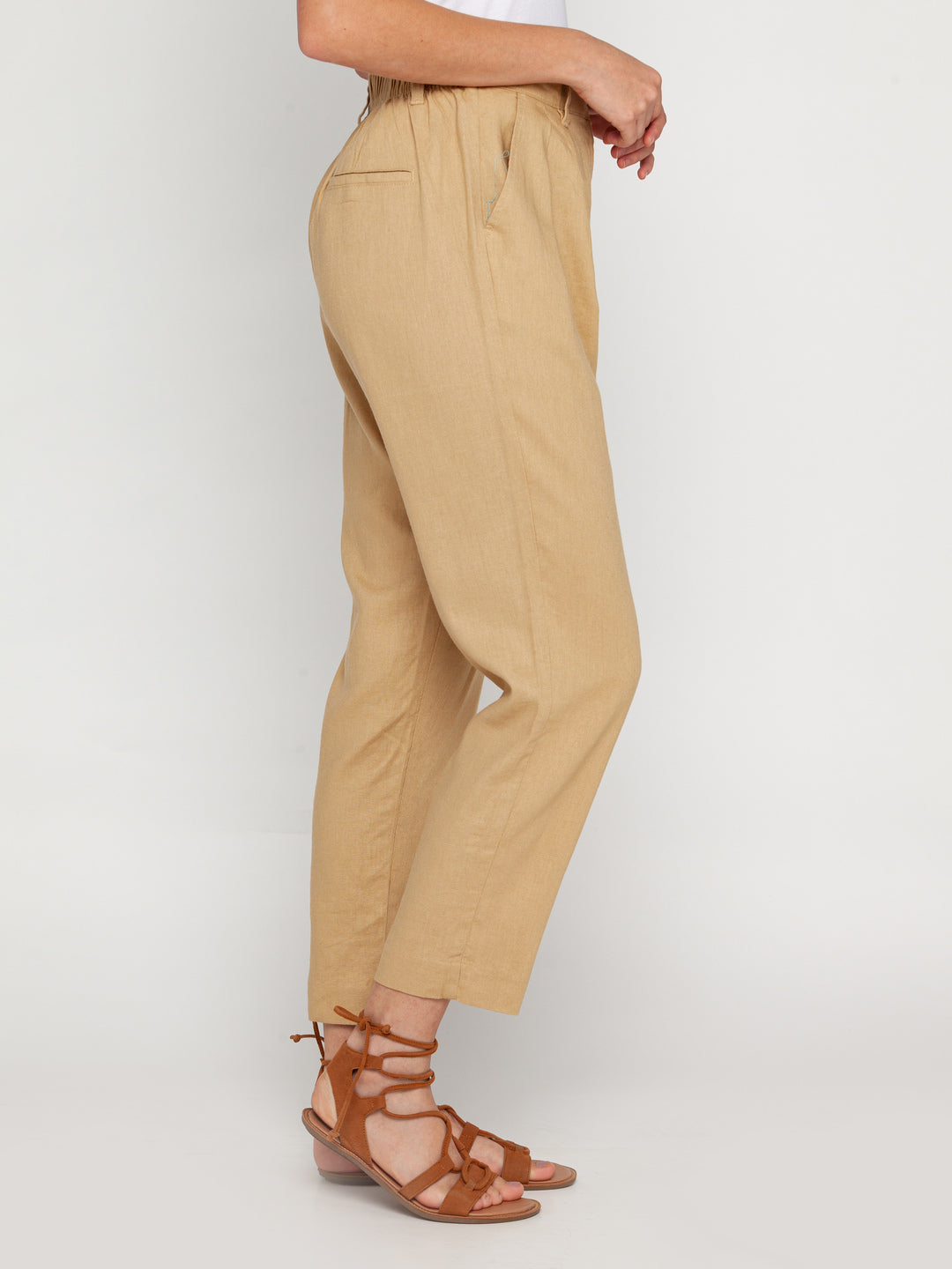 Beige Solid Trouser