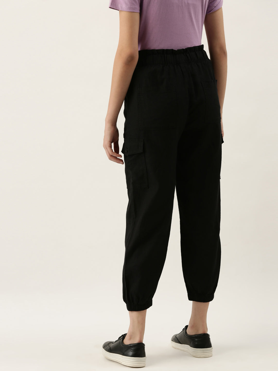 Black Solid Elasticated Joggers