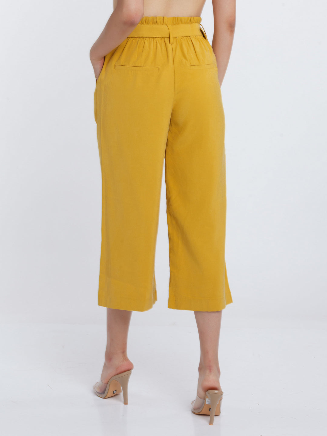 Mustard Solid Culottes For Women