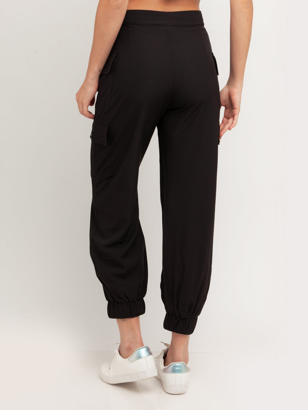 Black Solid Elasticated Joggers