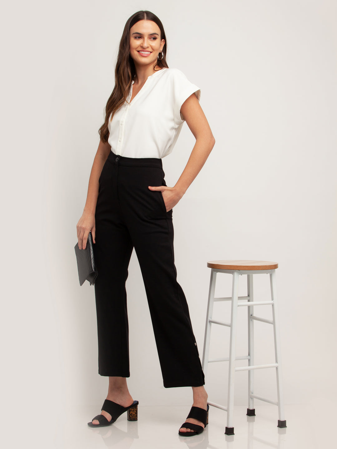 Black Solid Trousers