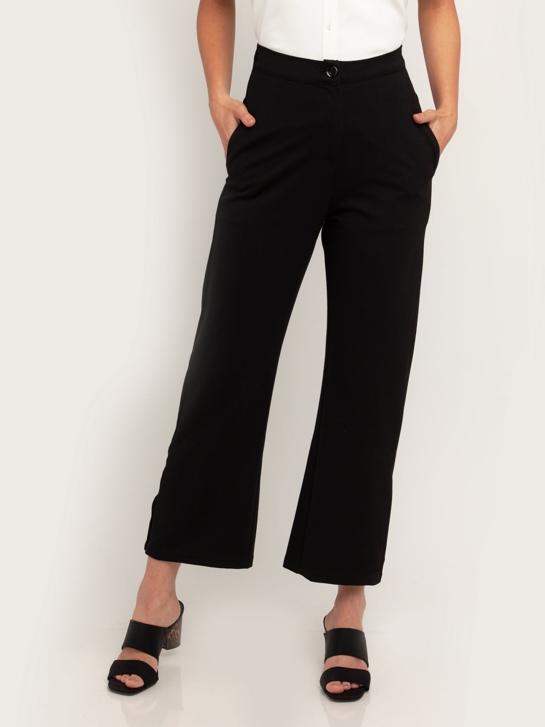 Black Solid Trousers