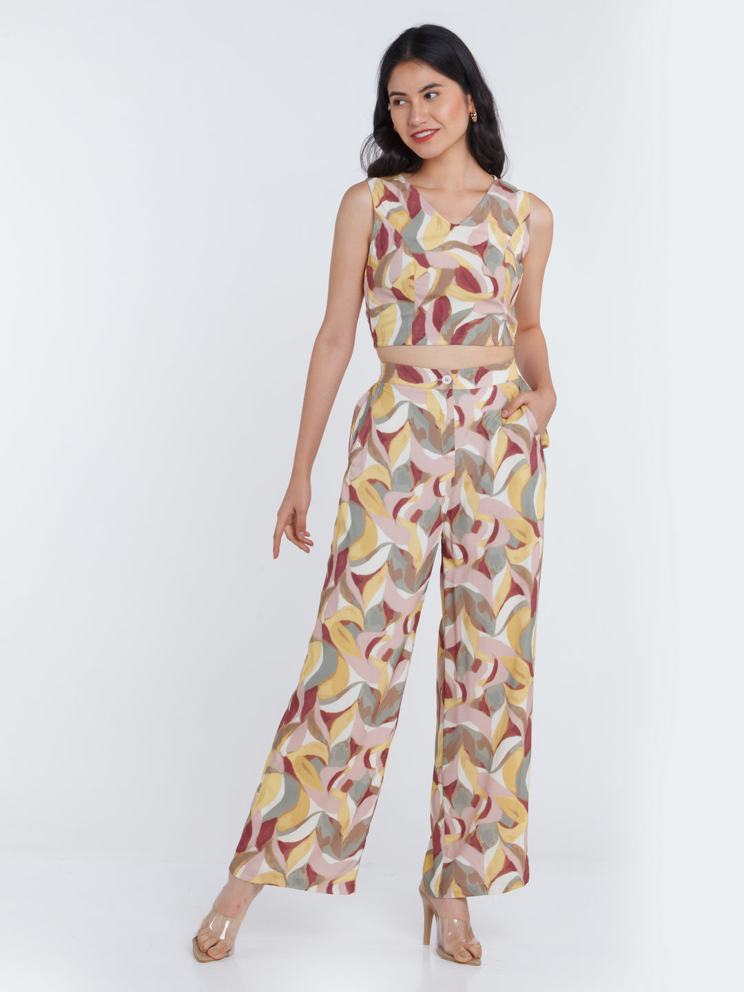 Multicolored Printed Elasticated Trouser