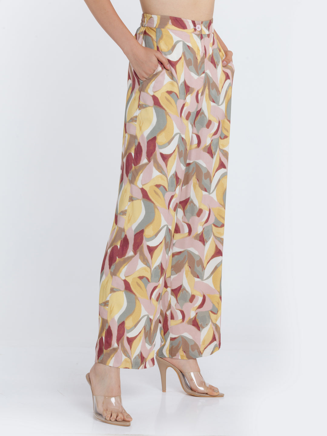 Multicolored Printed Elasticated Trouser