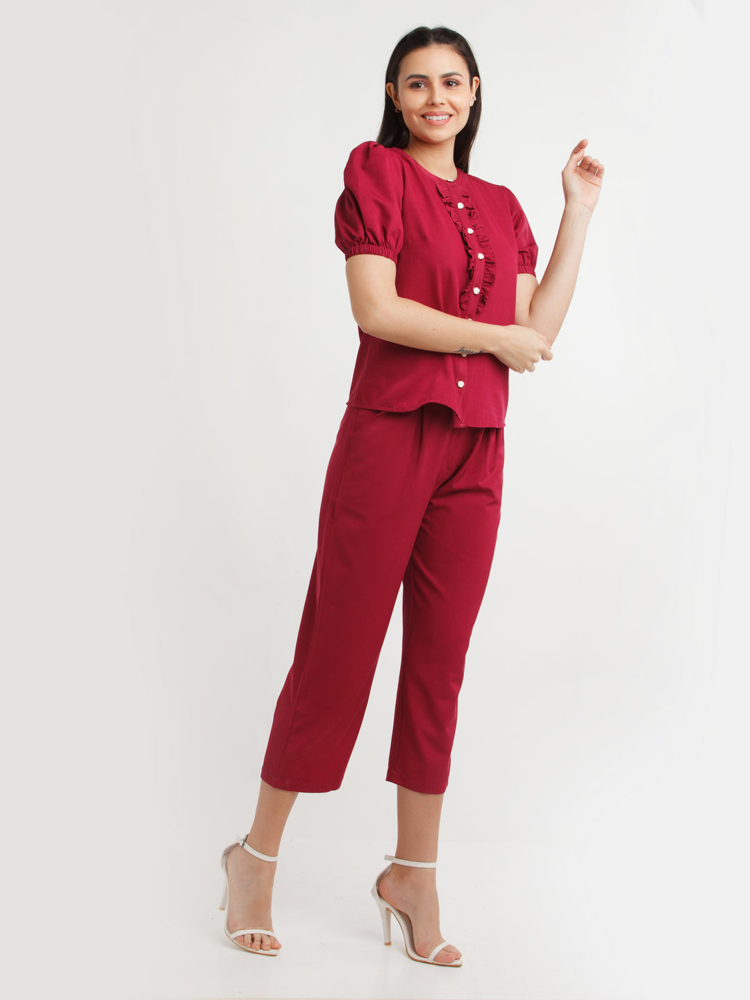 Maroon Solid Trouser