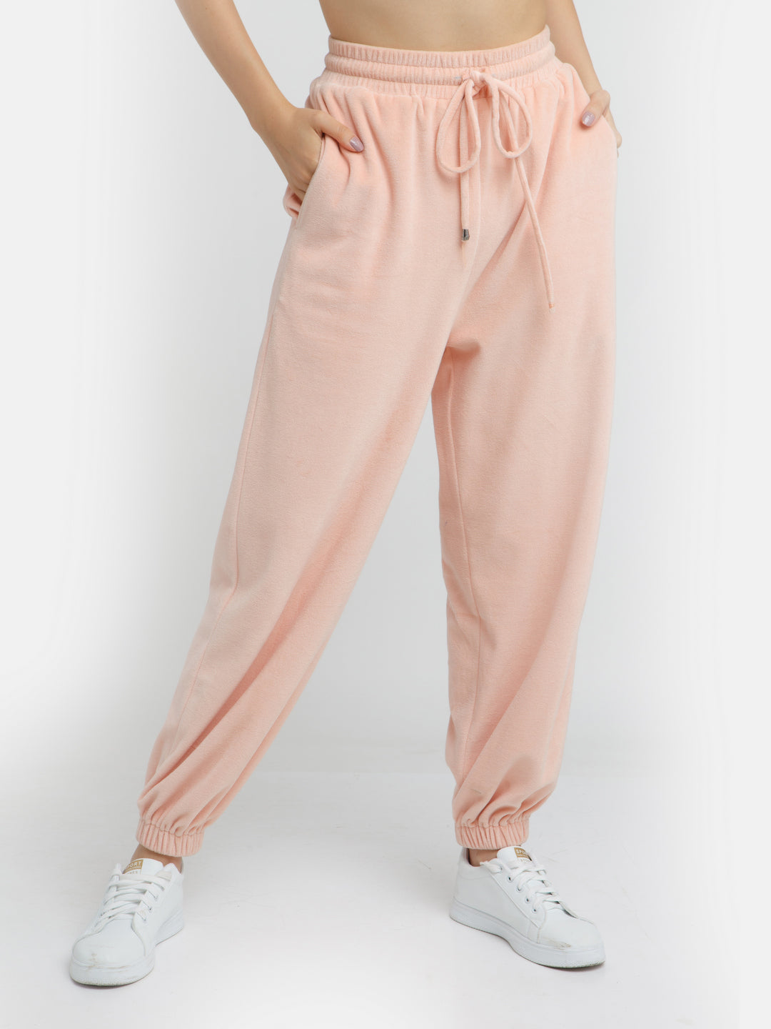 Pink Solid Joggers For Women