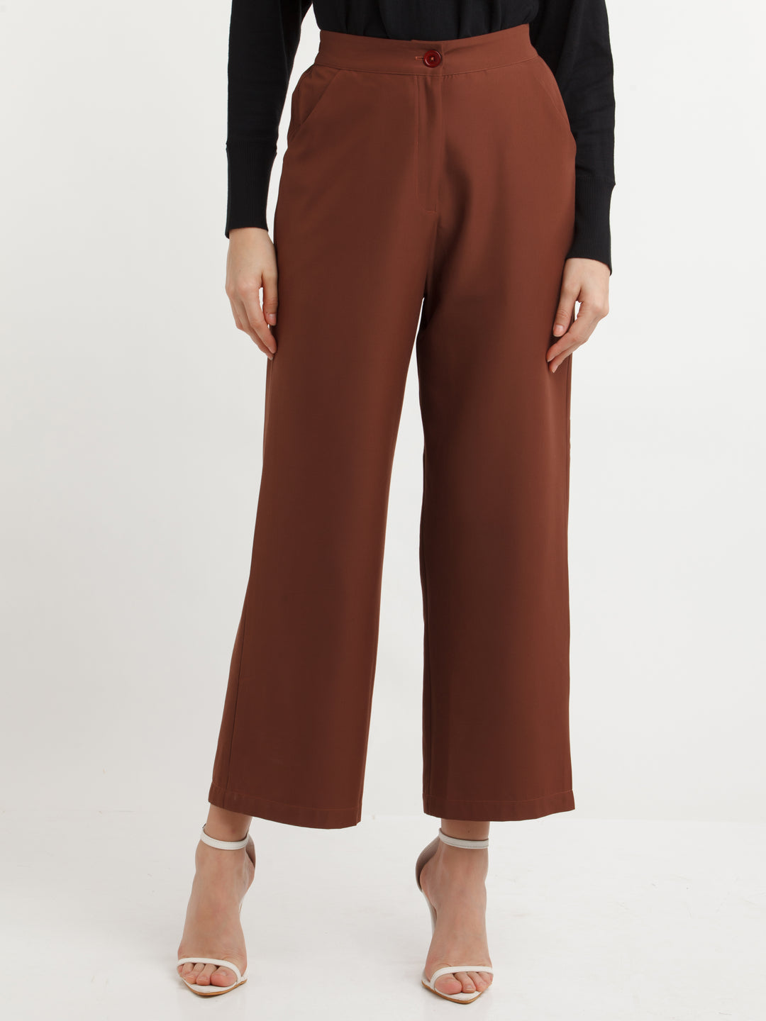 Brown Solid Pants