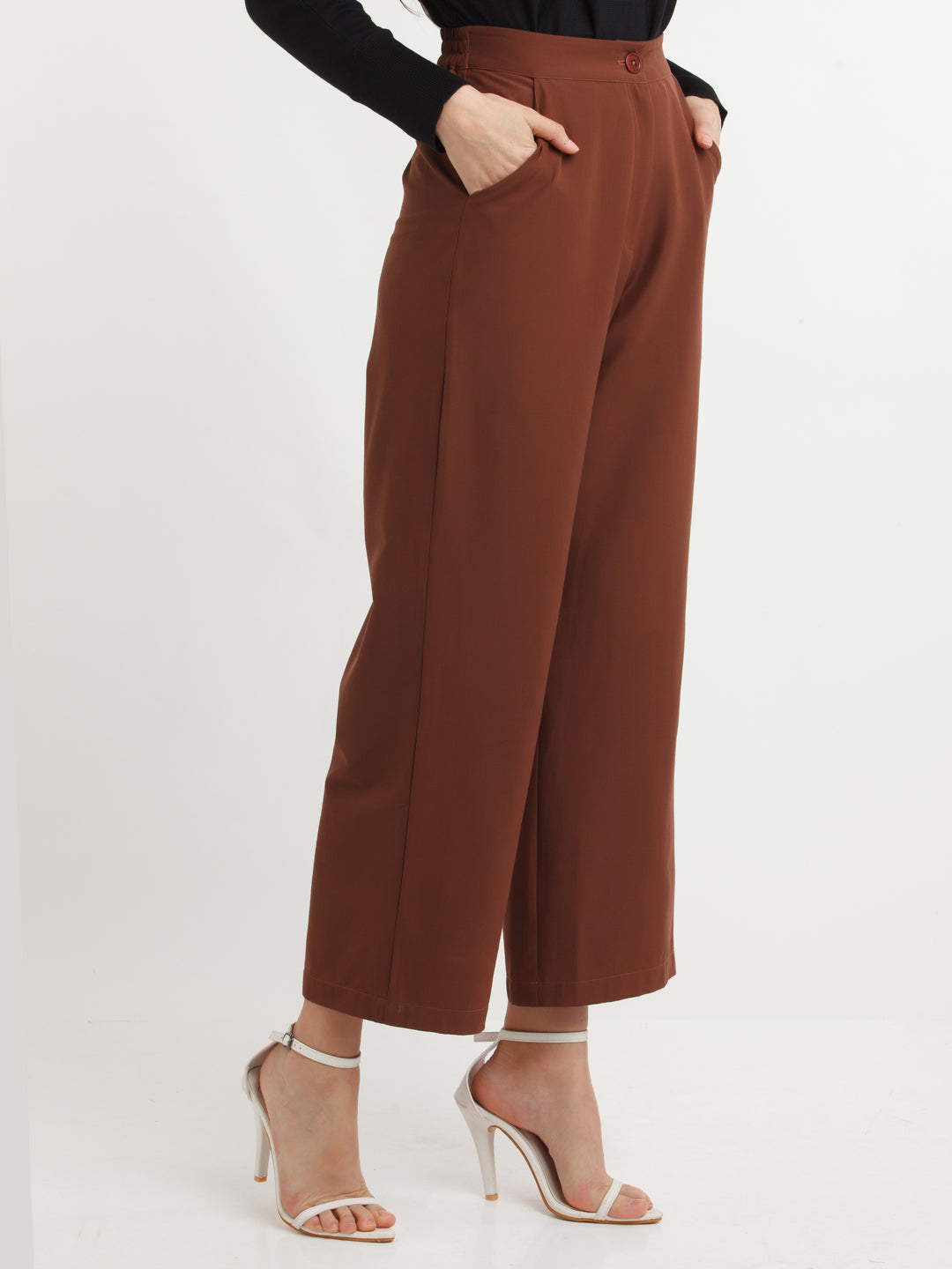 Brown Solid Pants