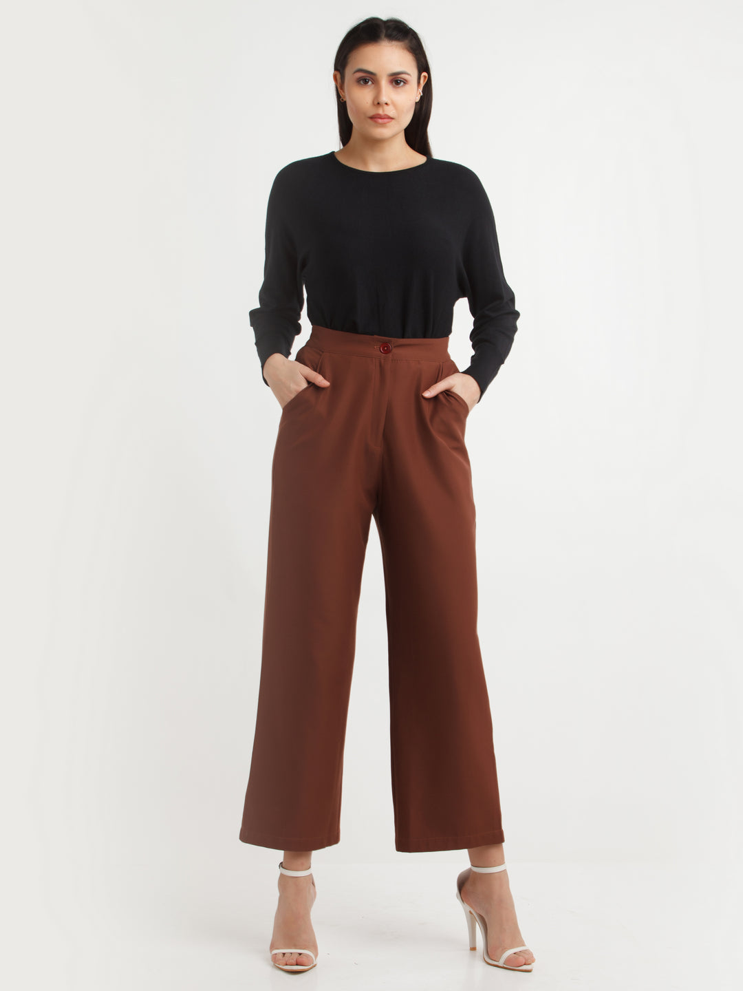 Brown Solid Pants