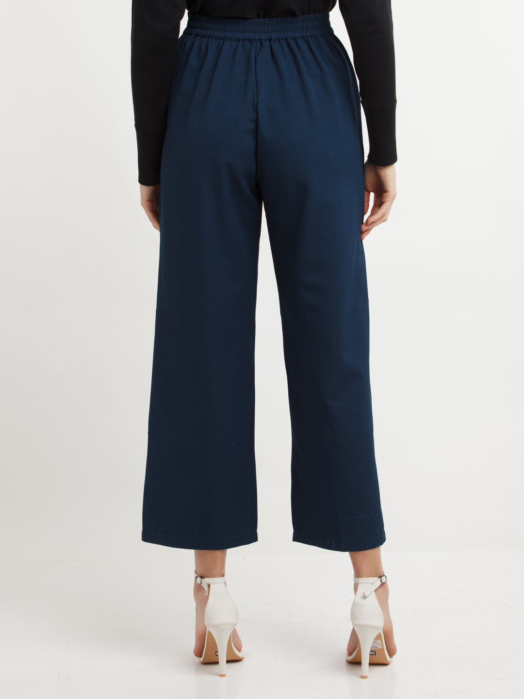 Navy Blue Solid Pants