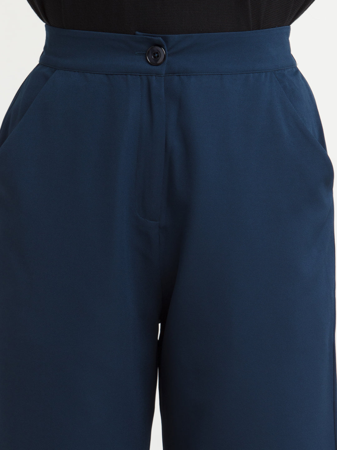 Navy Blue Solid Pants