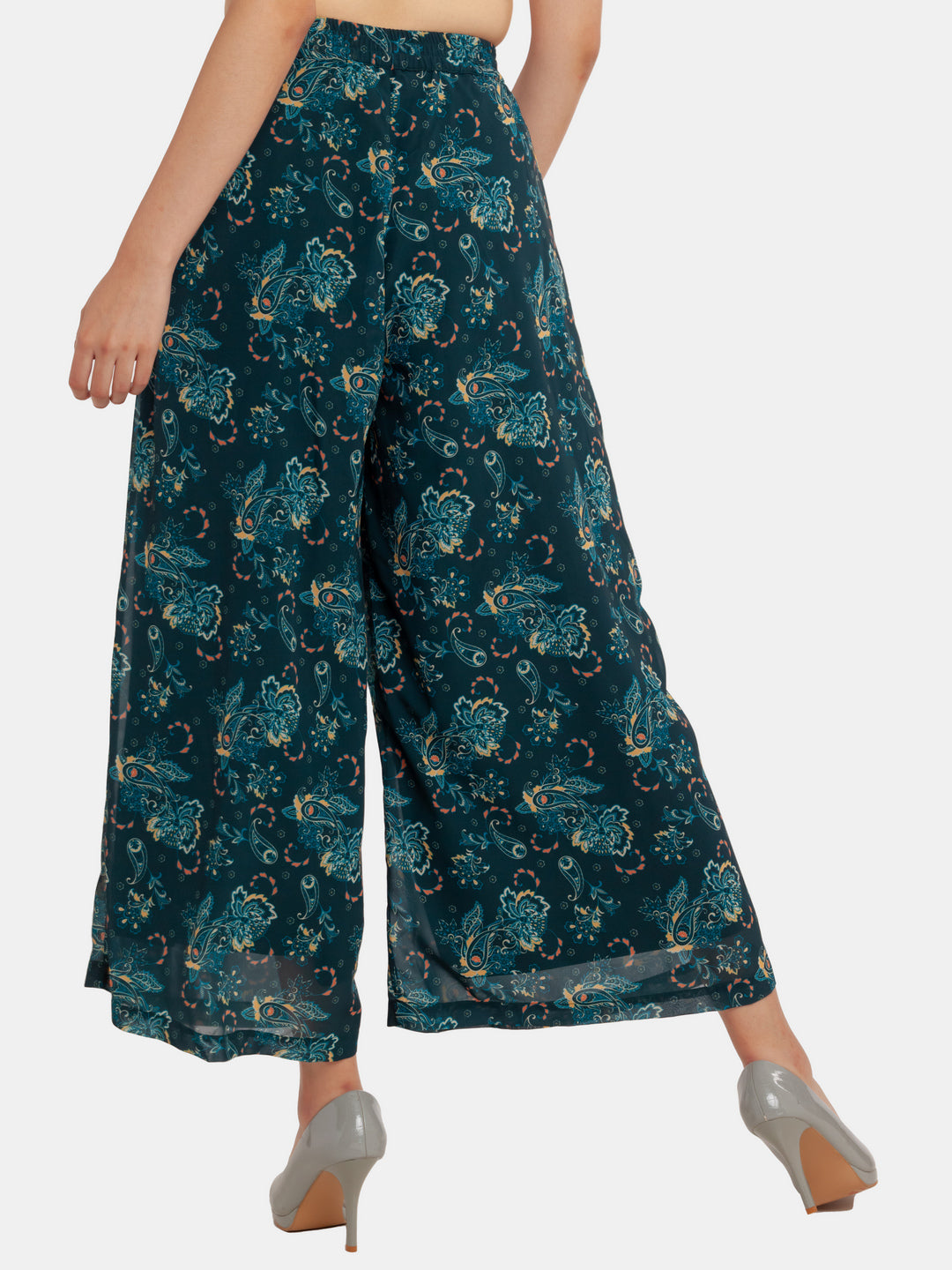 Green Printed High Waisted Trouser