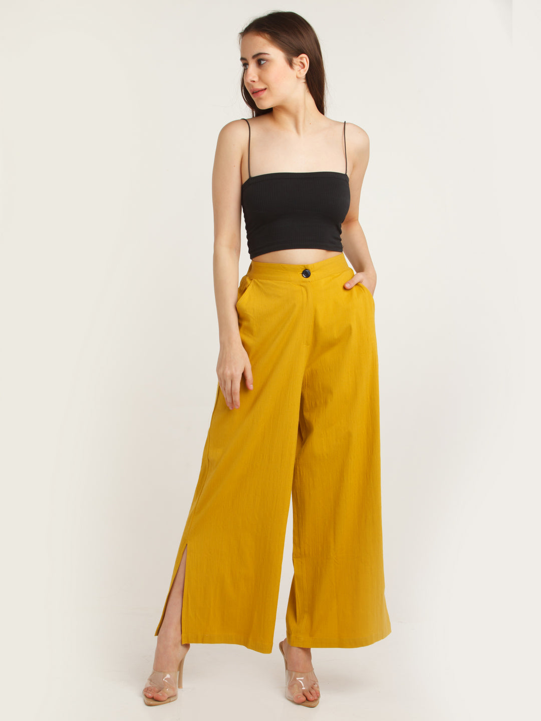 Yellow Solid Trouser