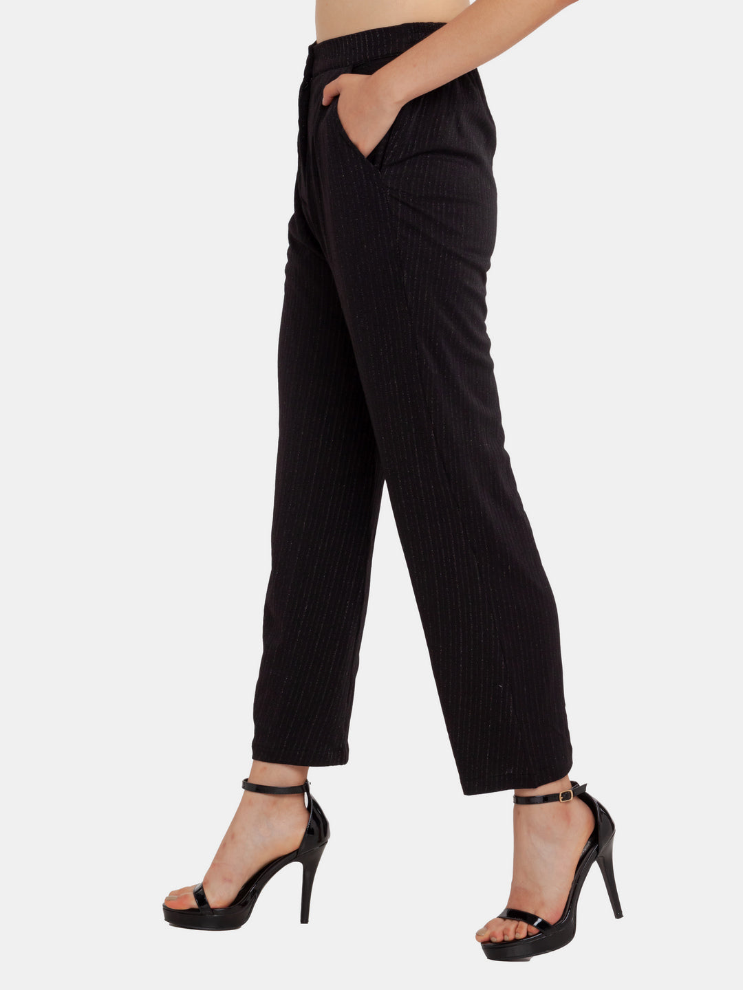 Black Shimmer Regular Trouser