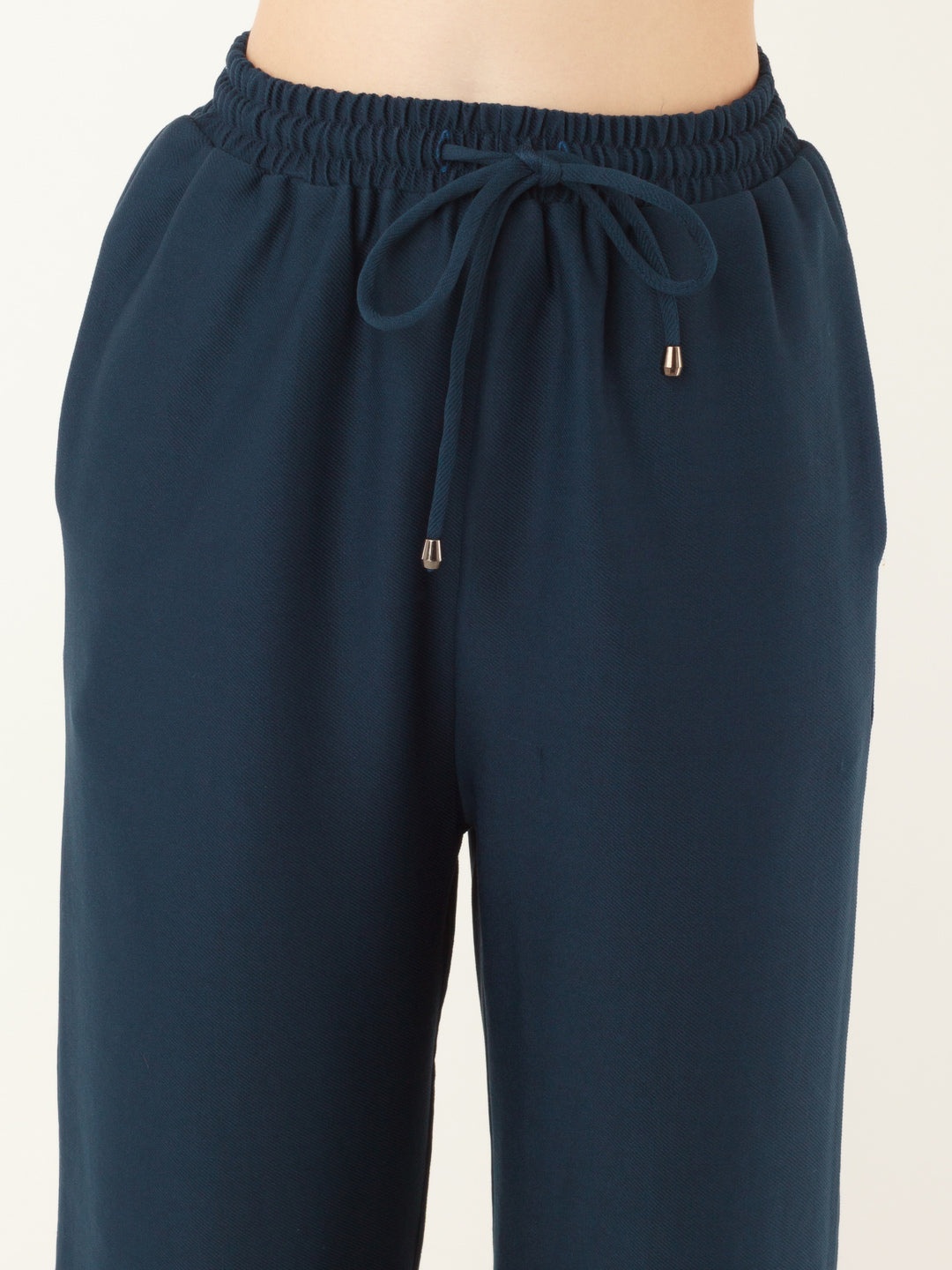 Blue Solid Elasticated Trouser