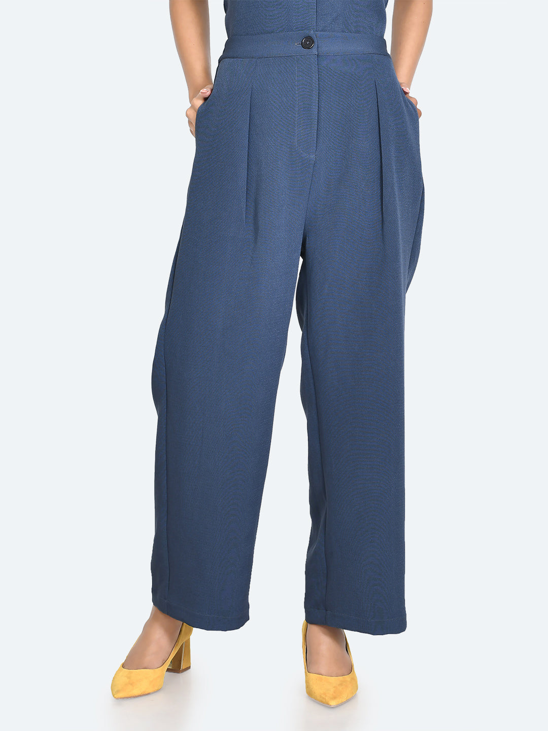 The Solid Pleated High-waisted Pants