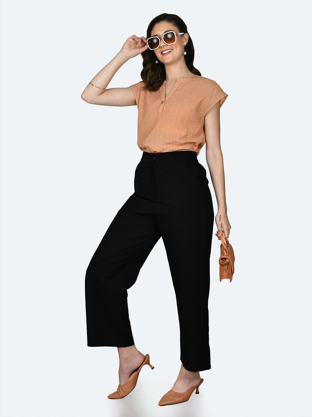 Black Solid Trousers