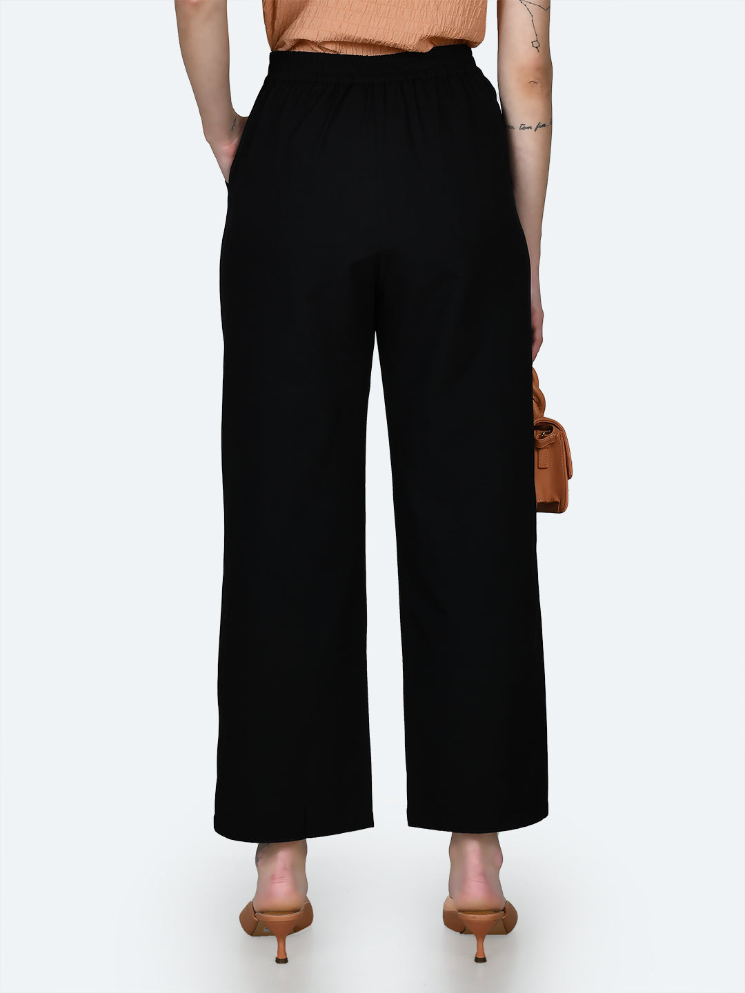 Black Solid Trousers