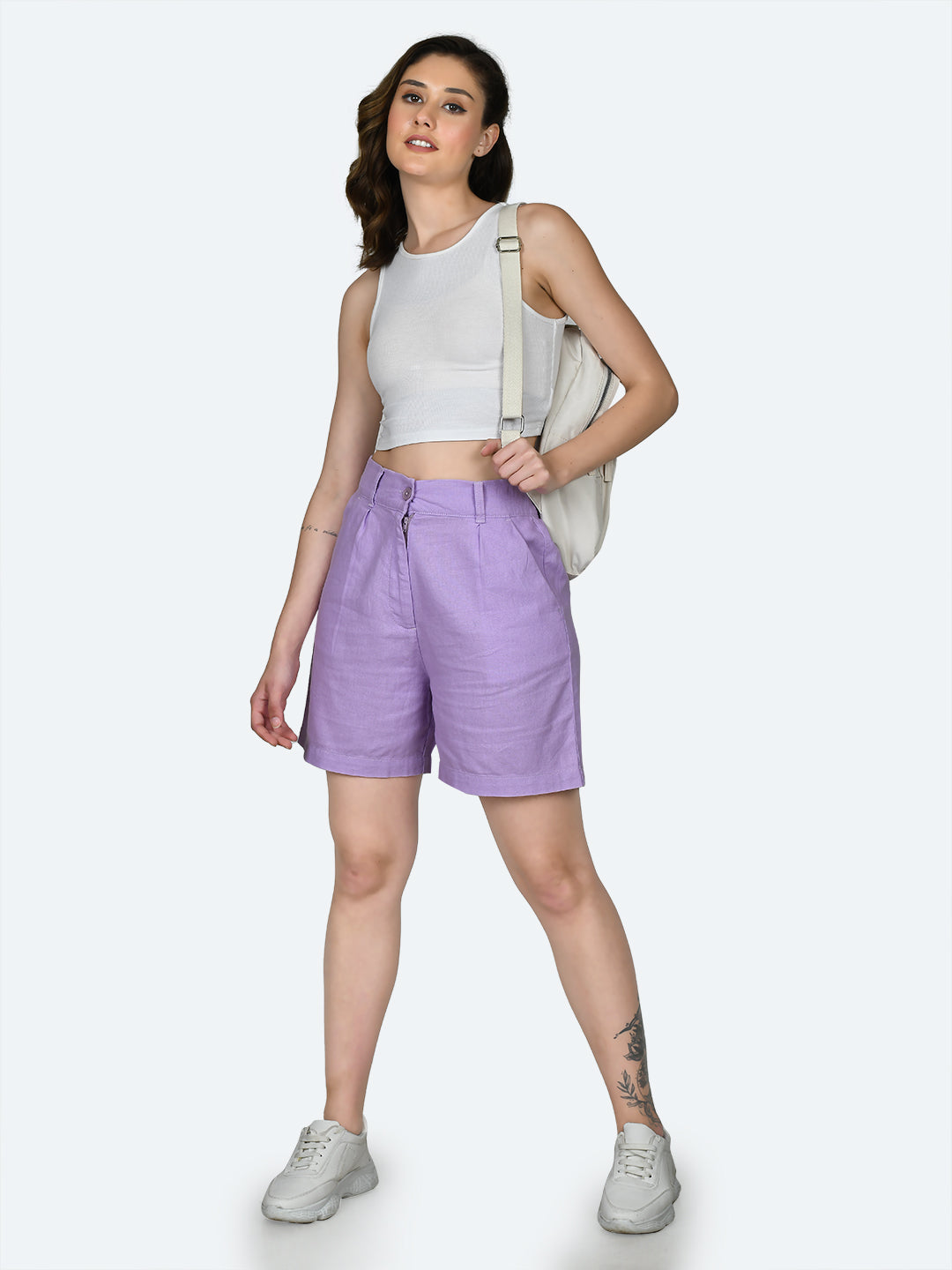 Purple Solid Shorts