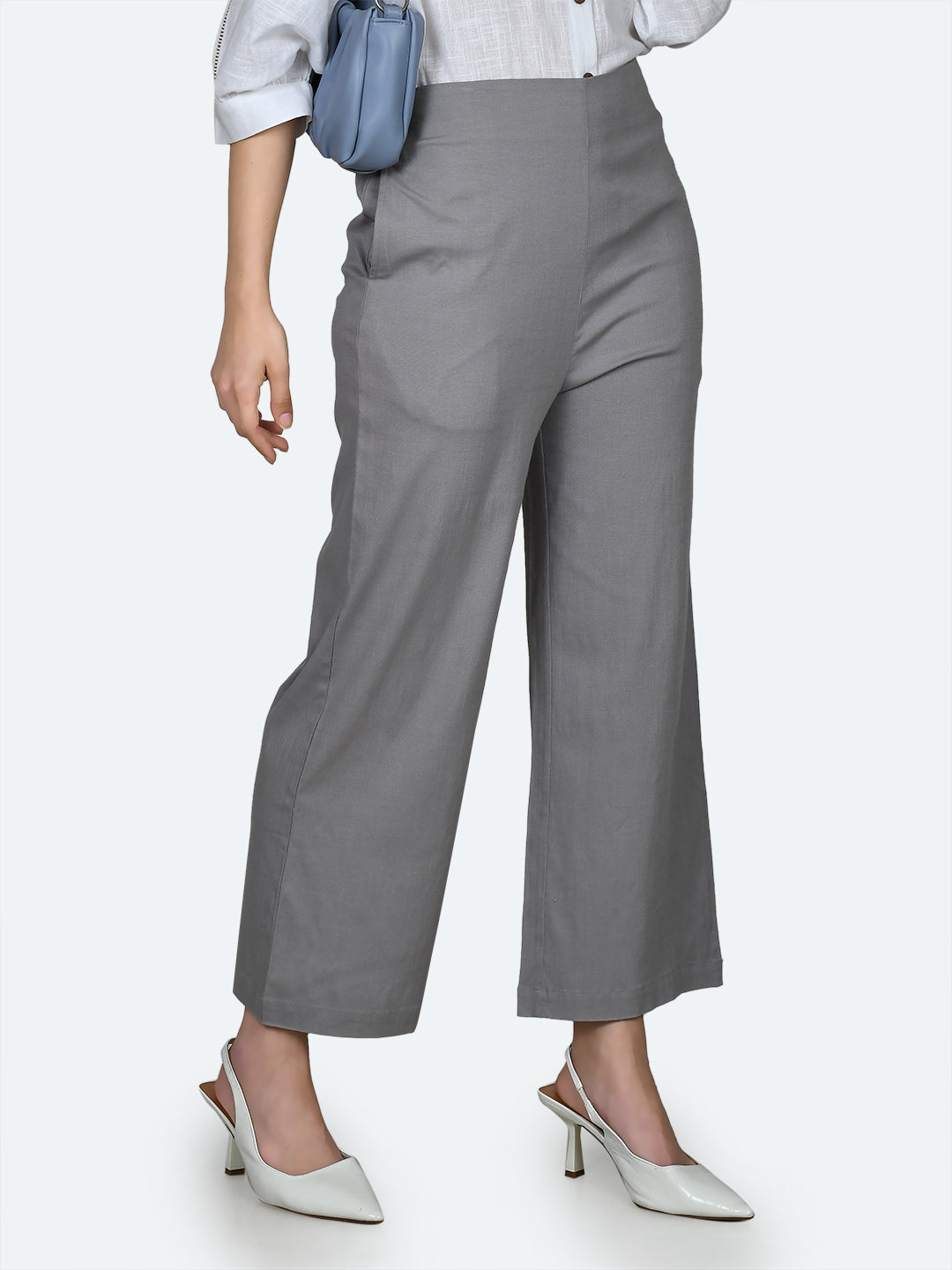 GO COLORS Women Solid Dusty Green Ponte Wide Leg Pants : Amazon.in: Fashion