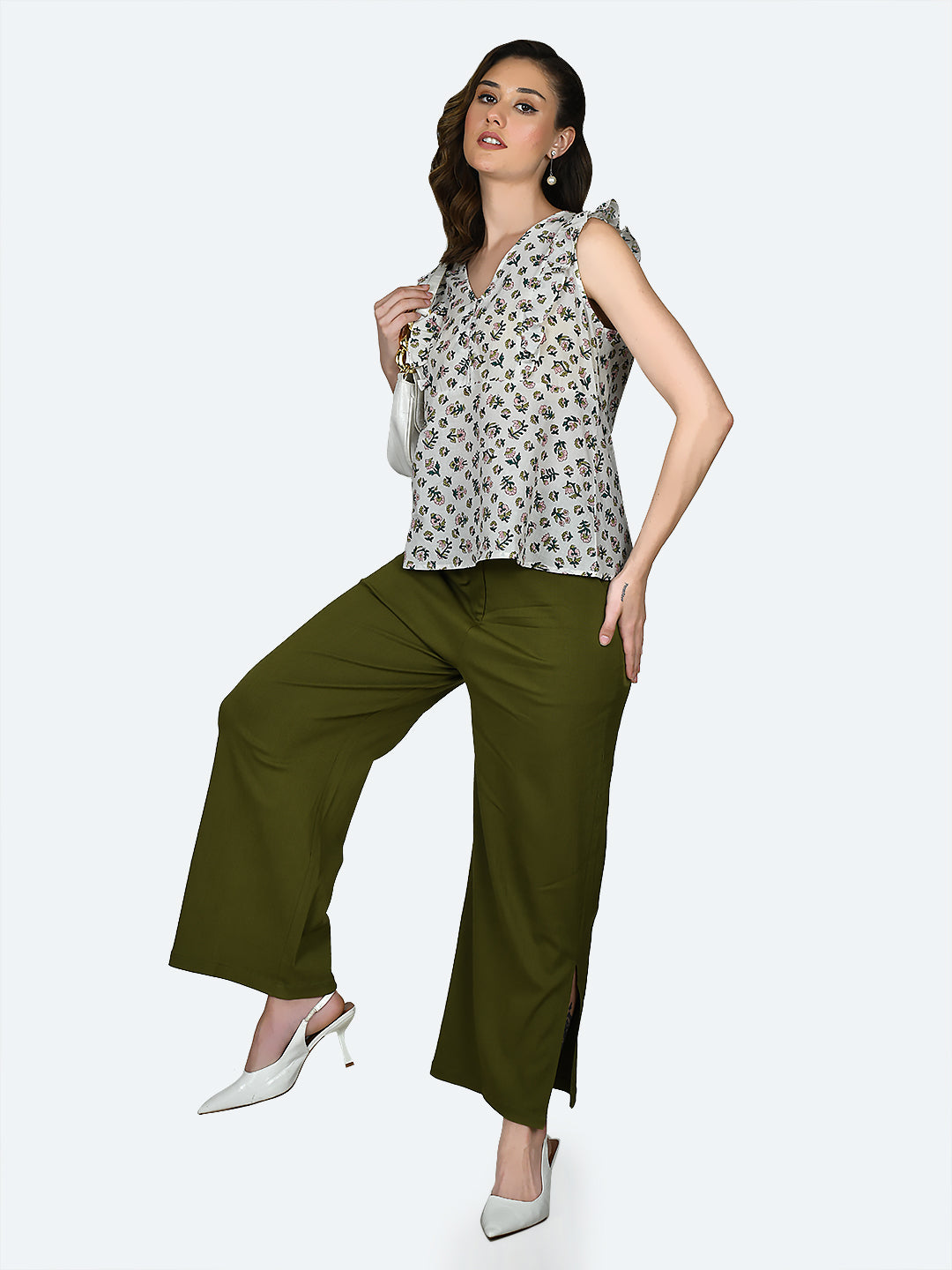 Green Solid Trousers