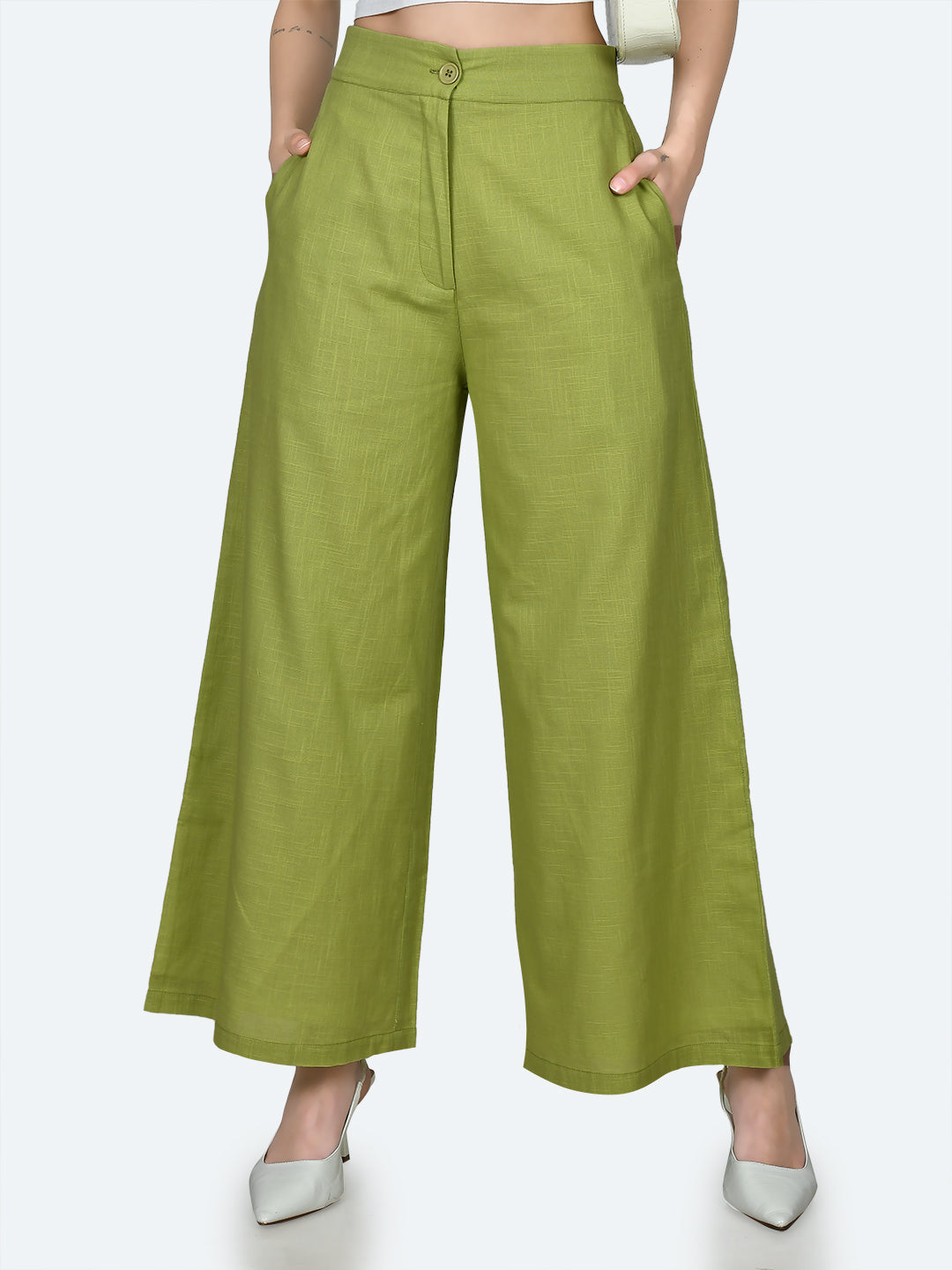 Green Solid Trousers