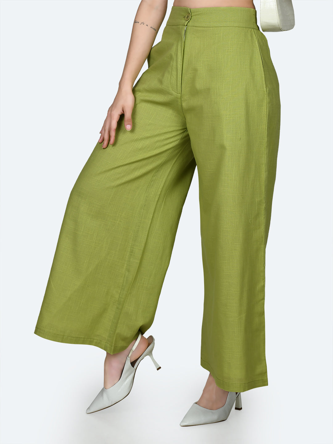 Green Solid Trousers