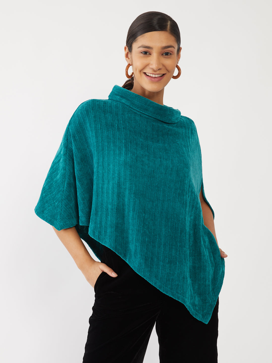 Green Solid Poncho