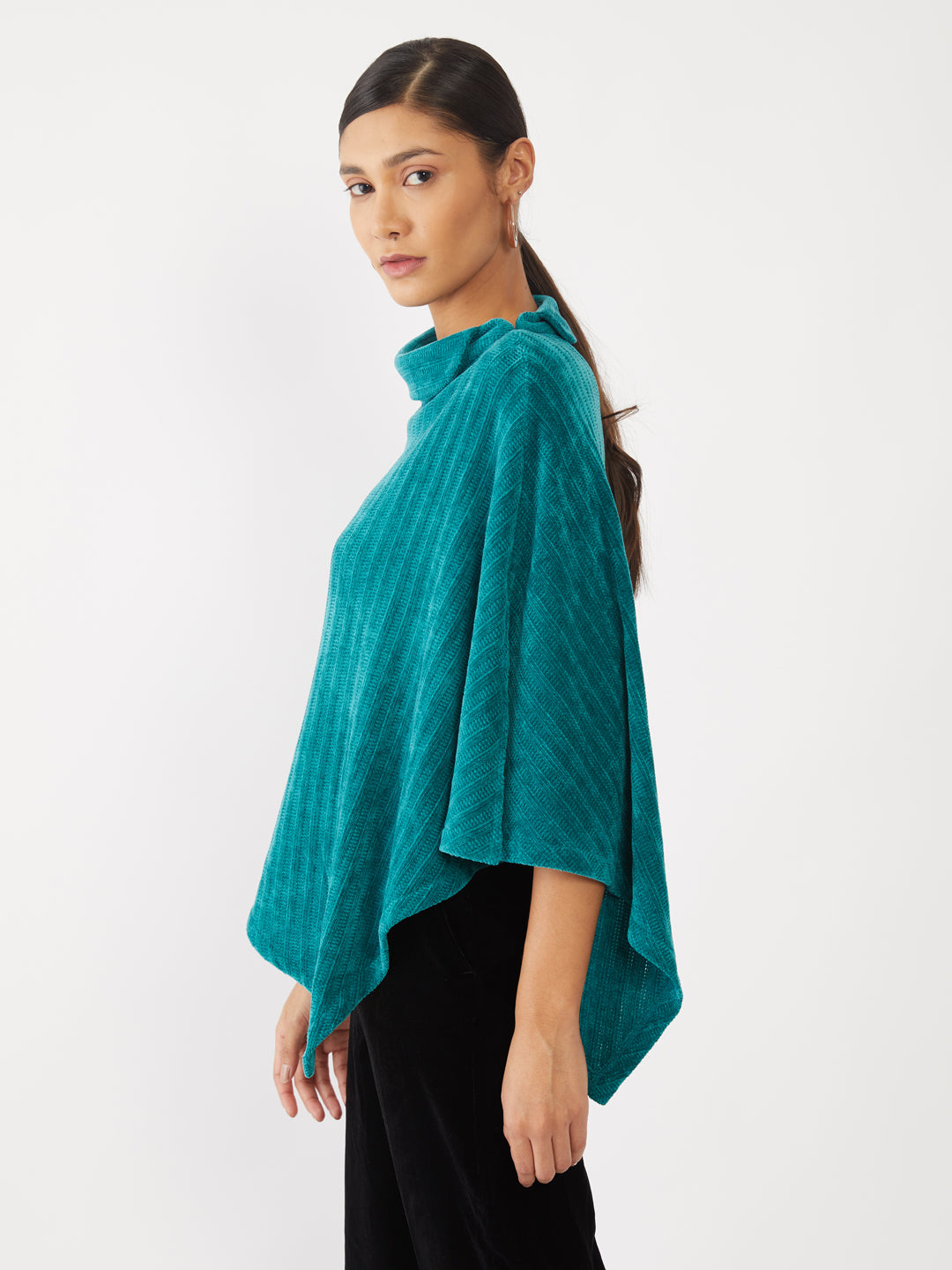 Green Solid Poncho