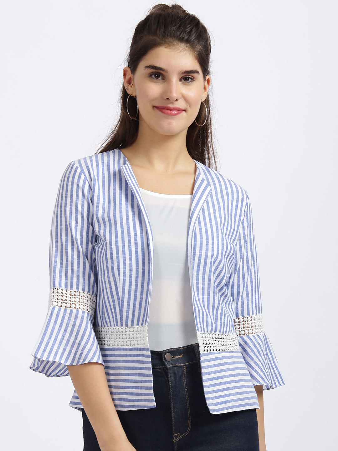 White Striped Regular Shrug